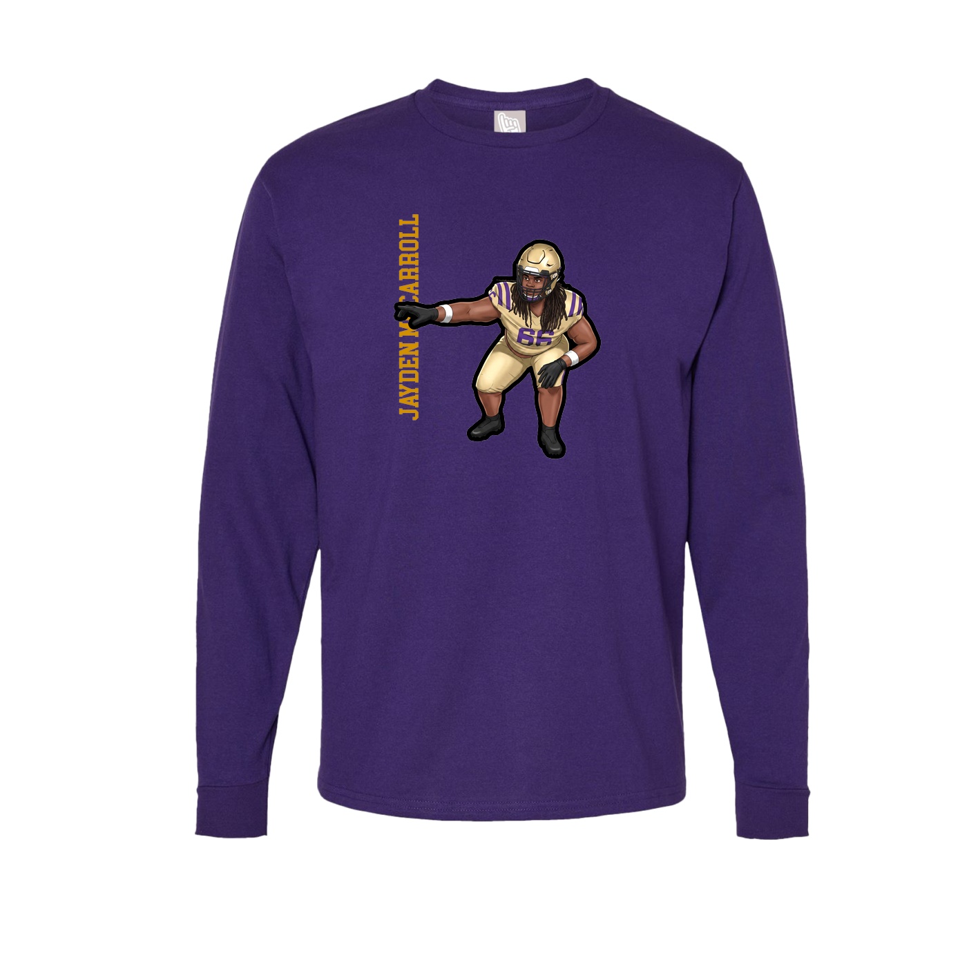 Long Sleeve Tee — Name Vertical in Purple