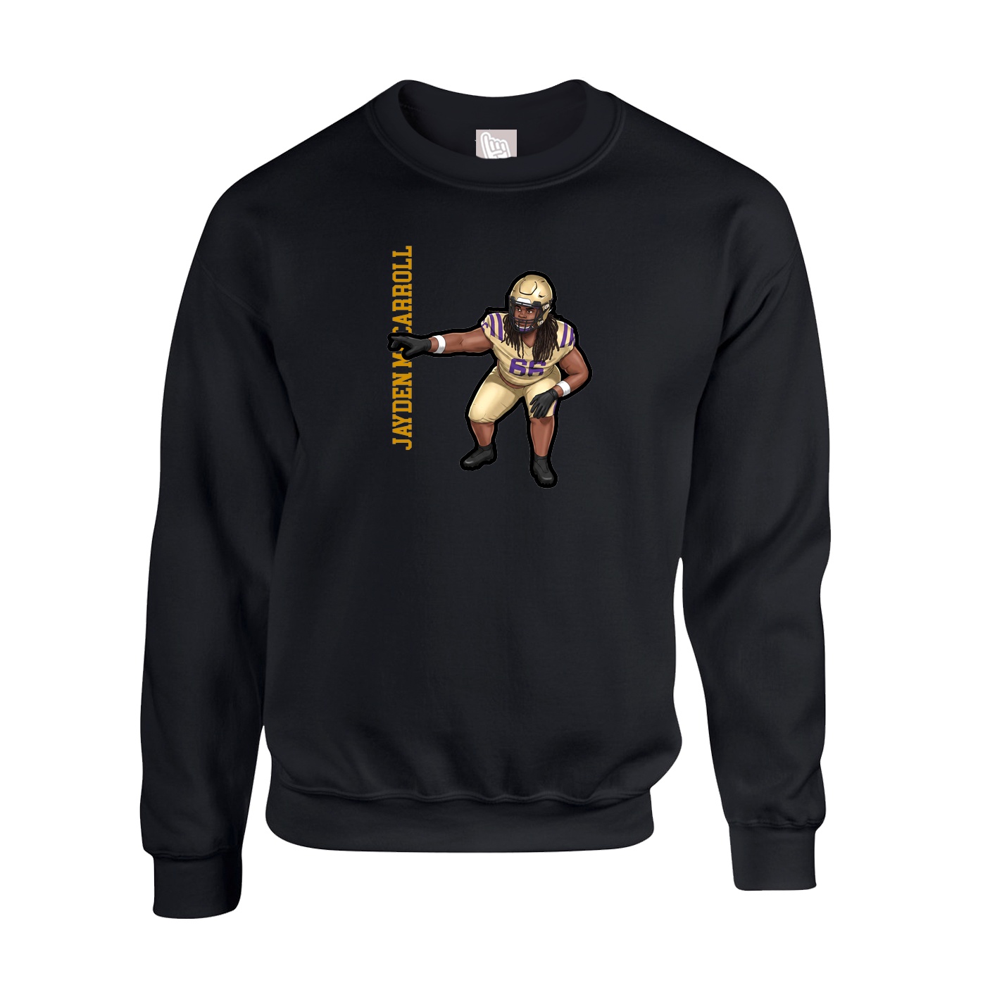 Fleece Crew — Name Vertical in Black