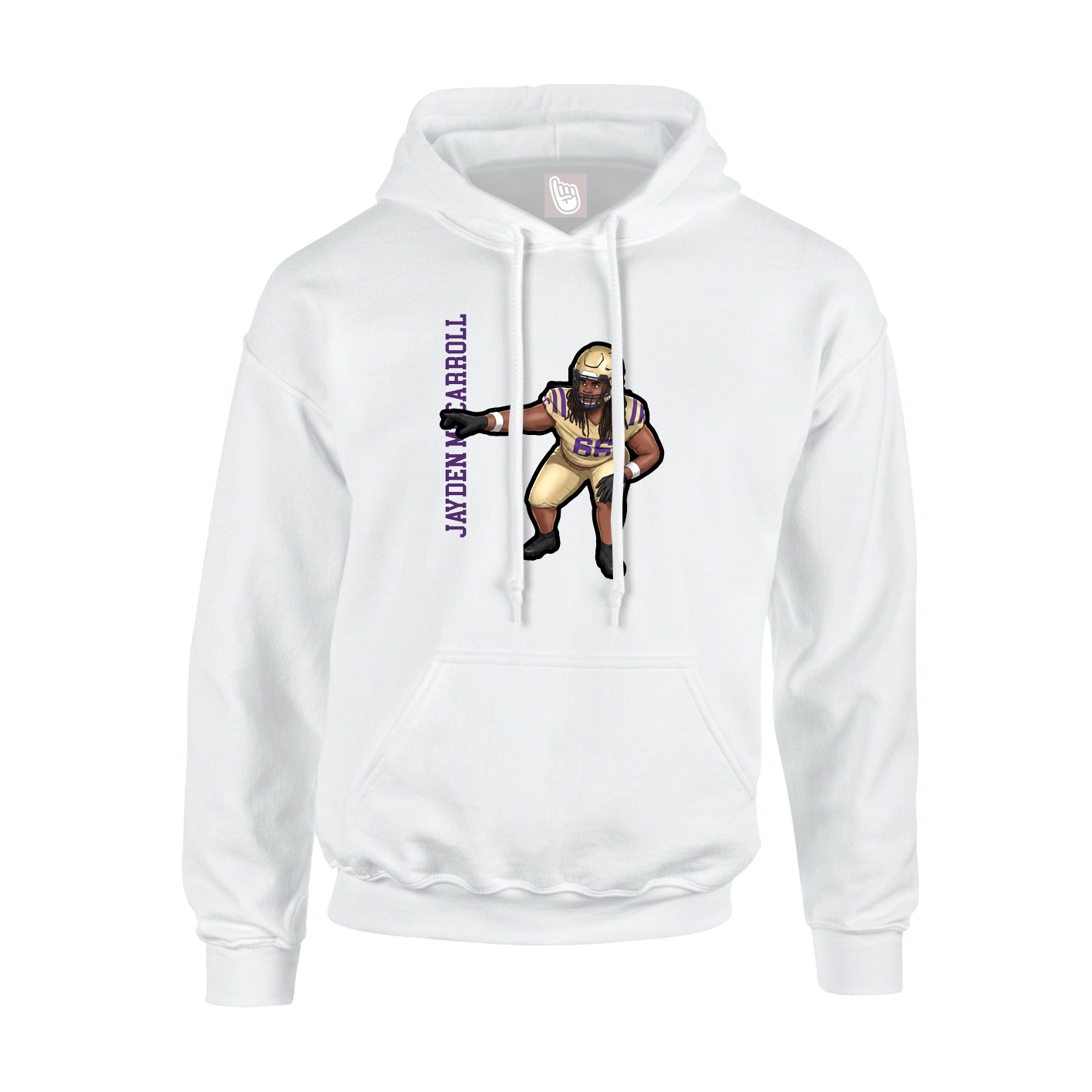 Youth Hoodie — Name Vertical in White