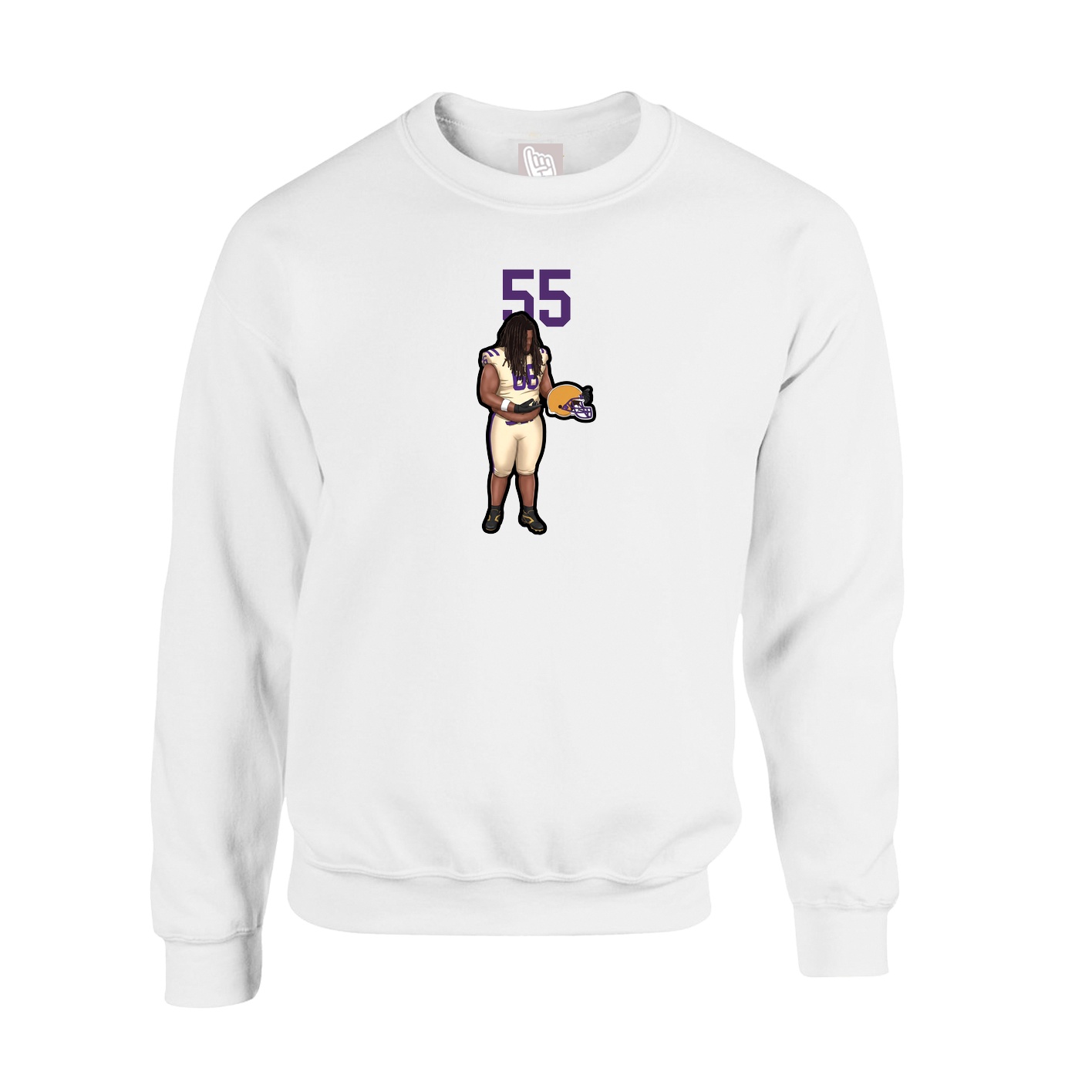 Fleece Crew — Number Top in White