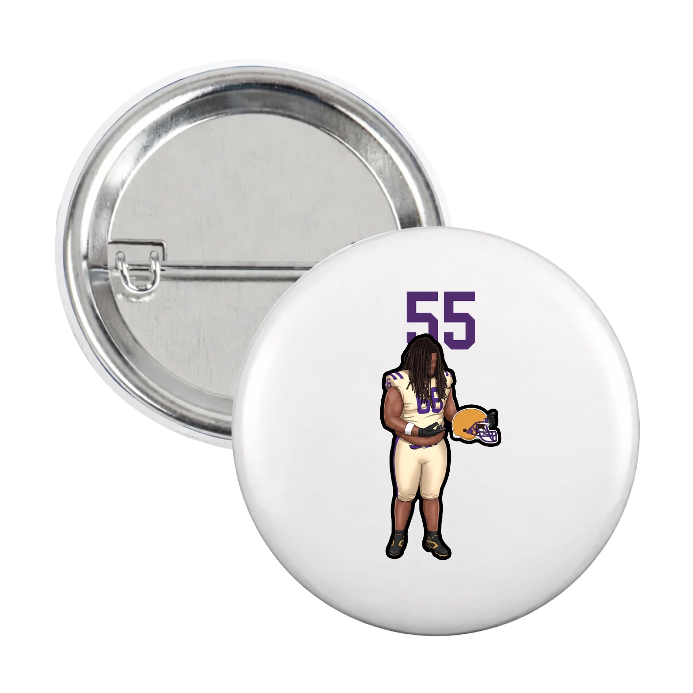 Game Day Button — Number Top in White
