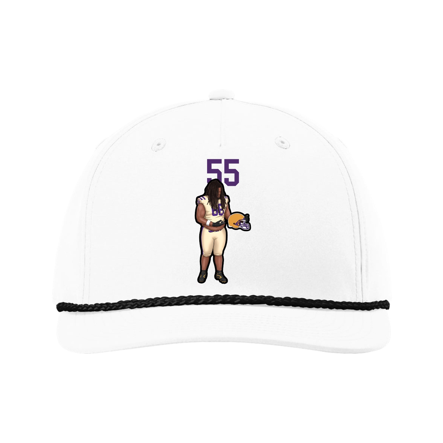 Five-Panel Classic Rope Cap — Number Top in White