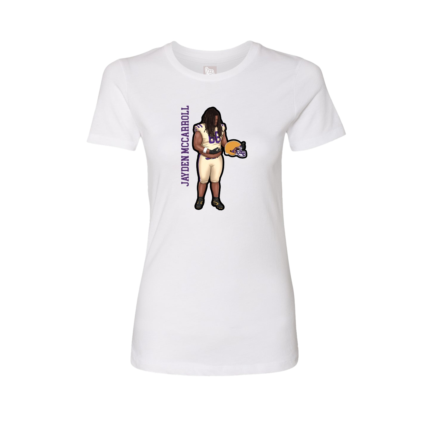 Womens Tee — Name Vertical in White