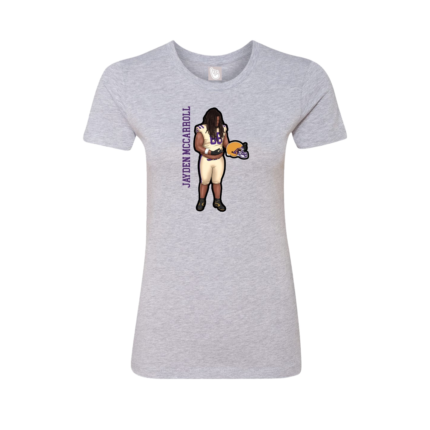 Fitted Women's Tee — Name Vertical in Grey