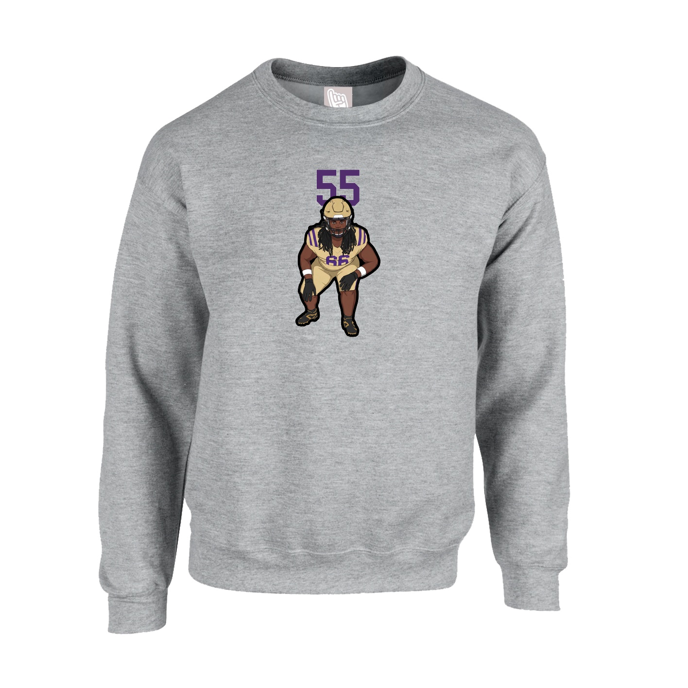 Fleece Crew — Number Top in Grey