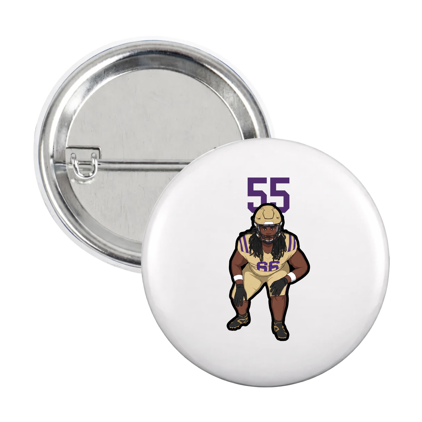 Game Day Button — Number Top in White