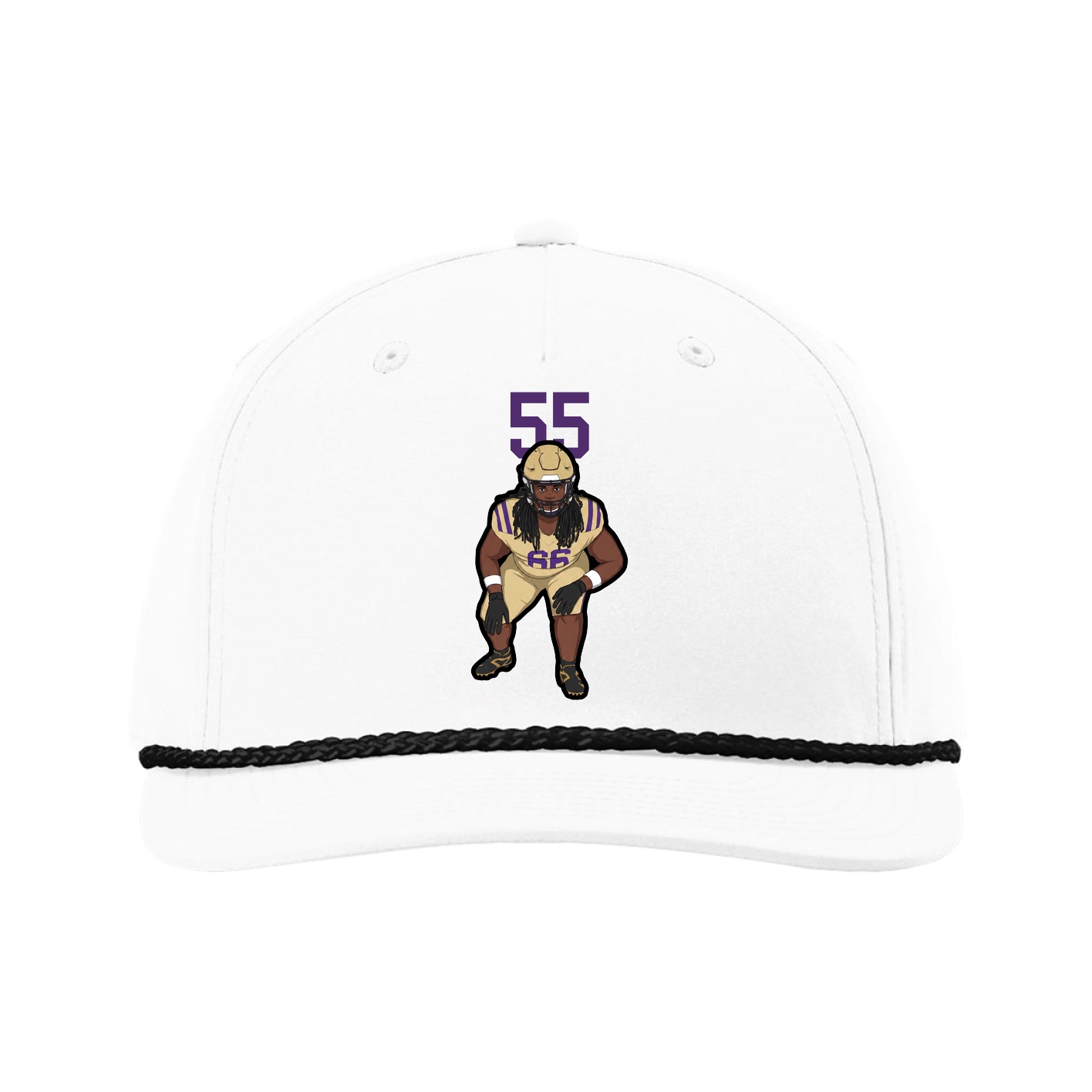 Five-Panel Classic Rope Cap — Number Top in White