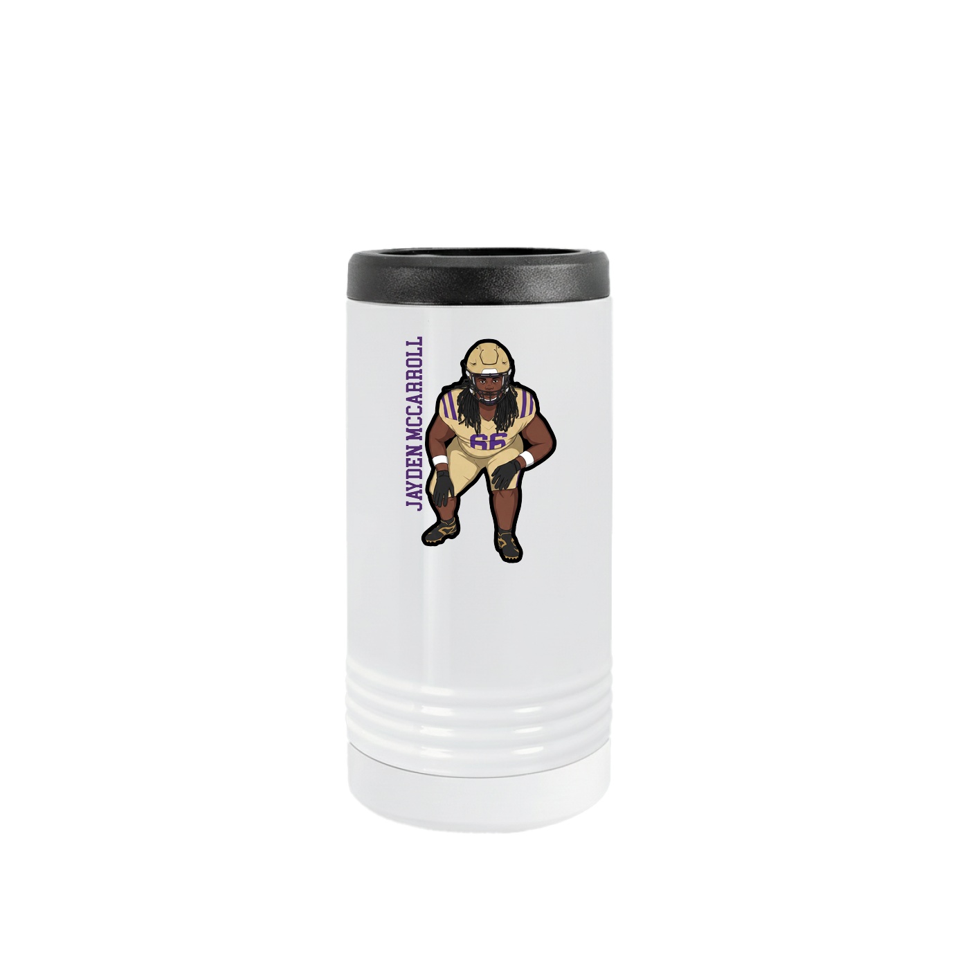 Slim Beverage Holder — Name Vertical in White