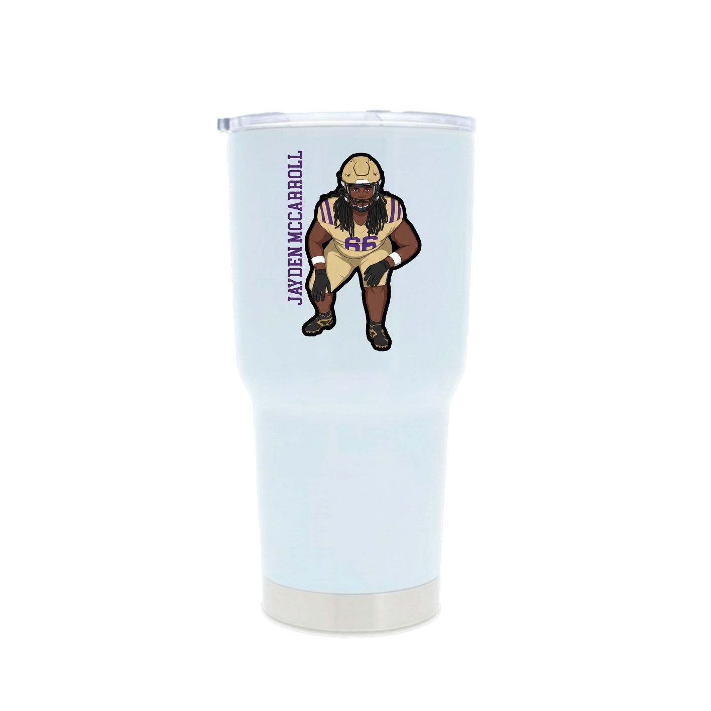 30oz Stainless Steel Tumbler — Name Vertical in White