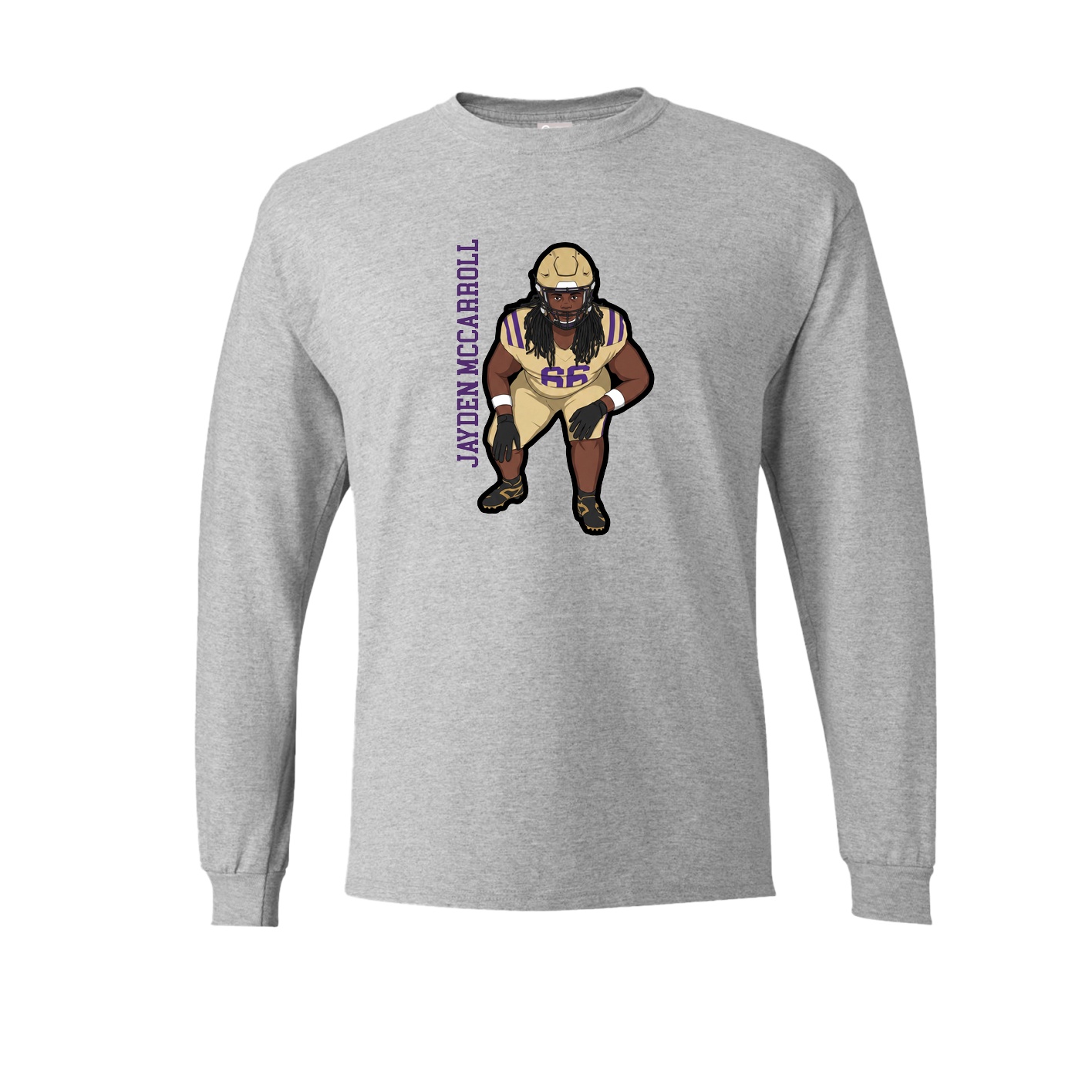 Long Sleeve Tee — Name Vertical in Grey