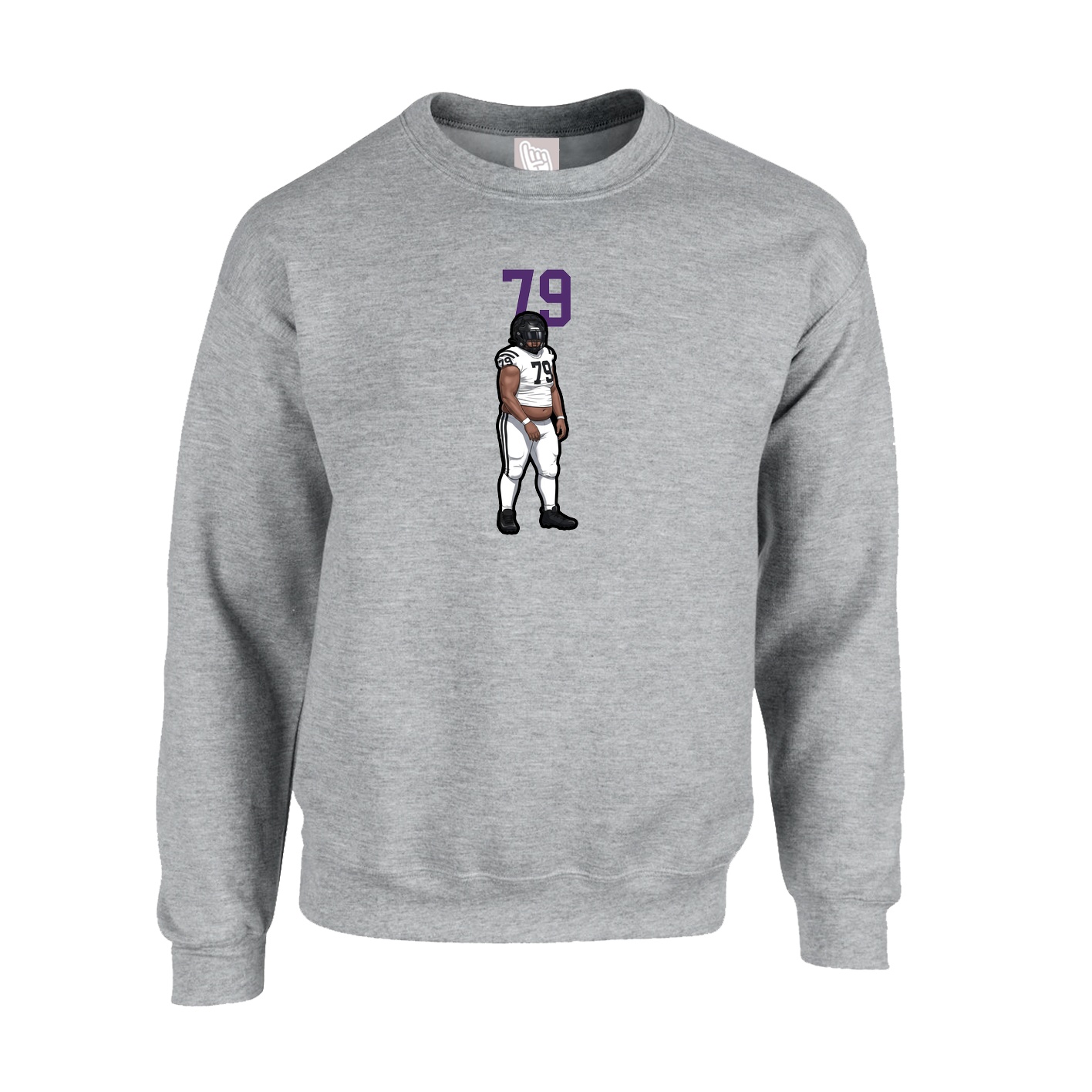 Fleece Crew — Number Top in Grey
