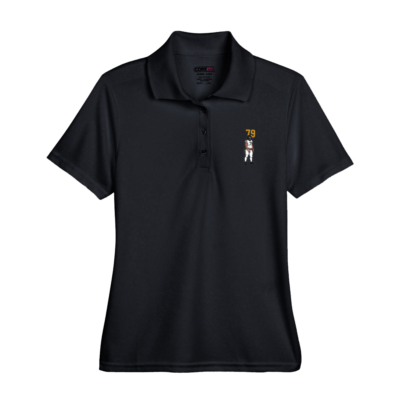 Womens Performance Polo — Number Top in Black