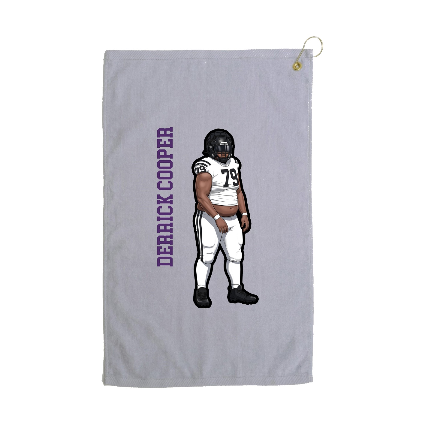 Golf Towel — Name Vertical in Grey