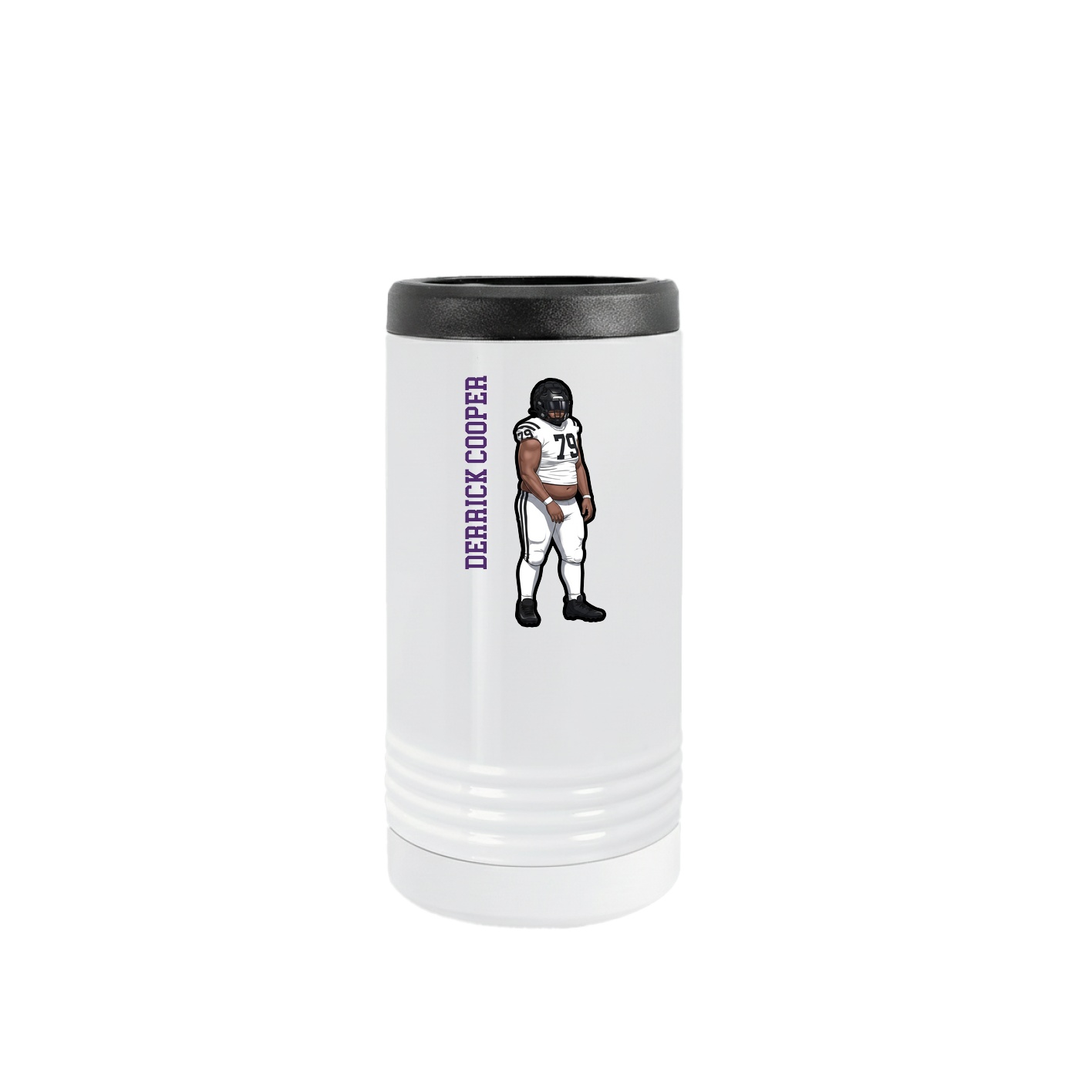 Slim Beverage Holder — Name Vertical in White