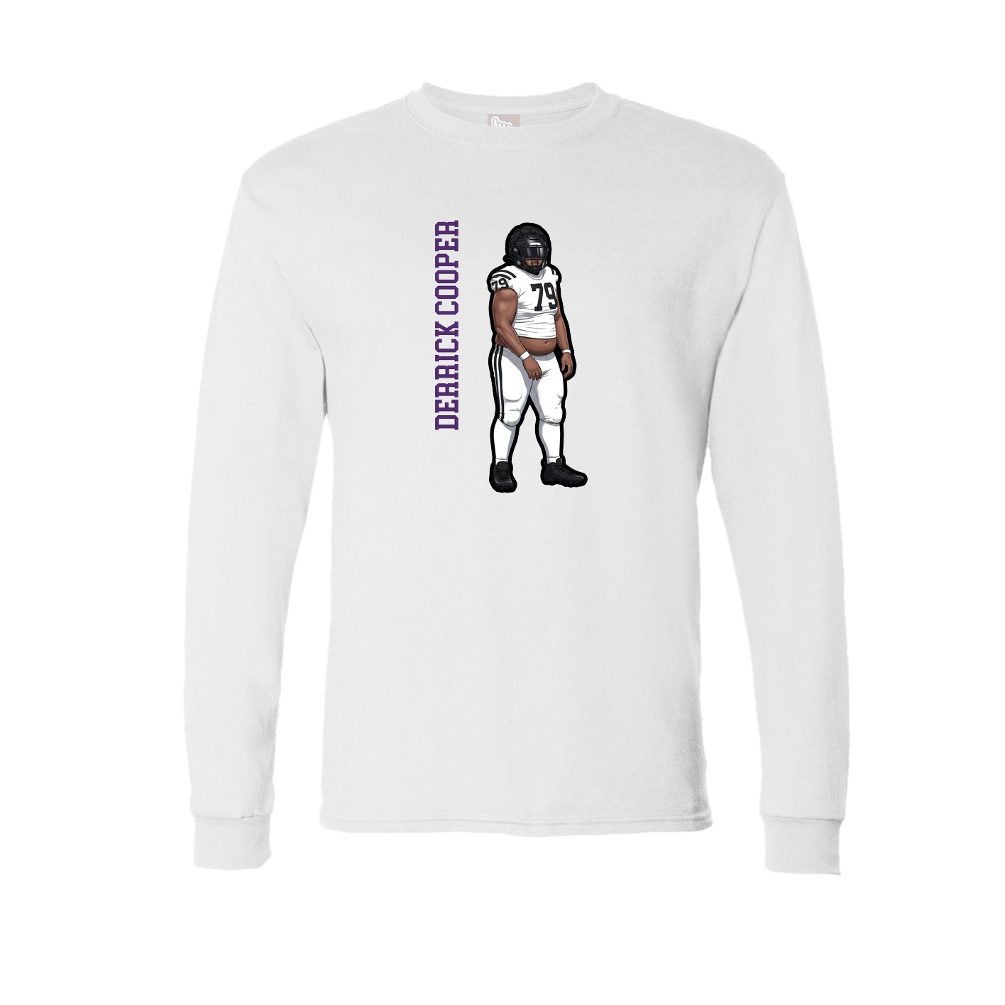 Long Sleeve Tee — Name Vertical in White