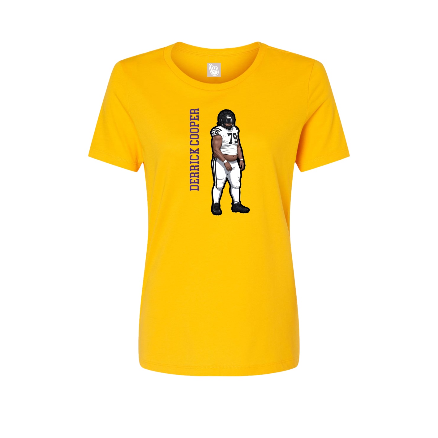 Fitted Women's Tee — Name Vertical in Gold