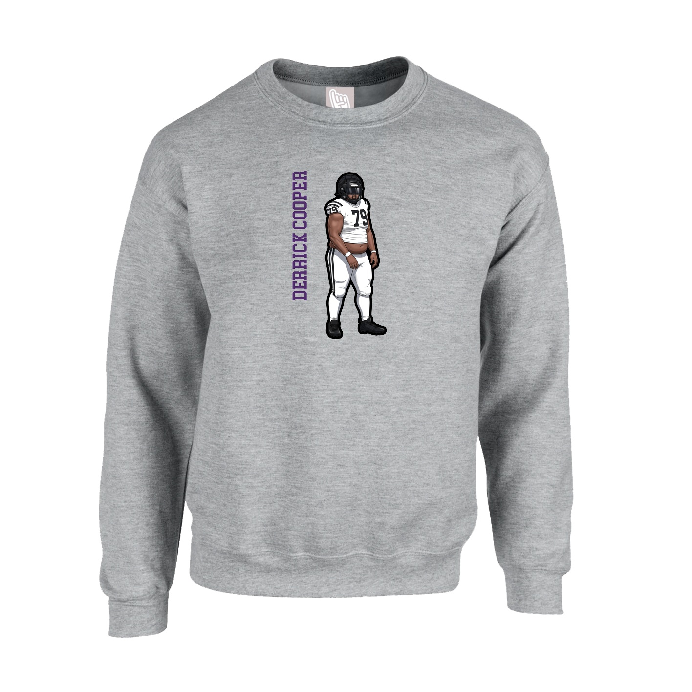 Fleece Crew — Name Vertical in Grey