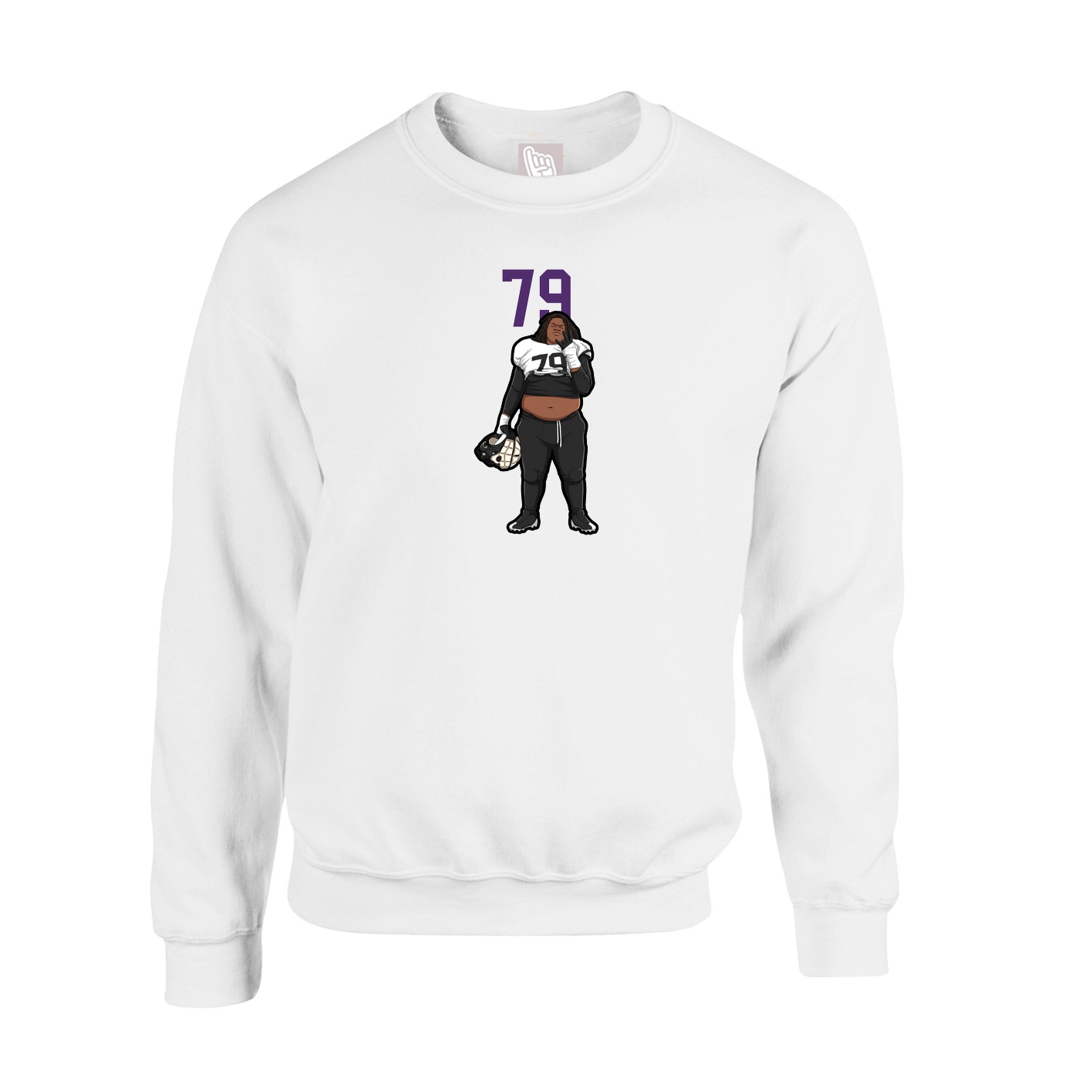 Fleece Crew — Number Top in White
