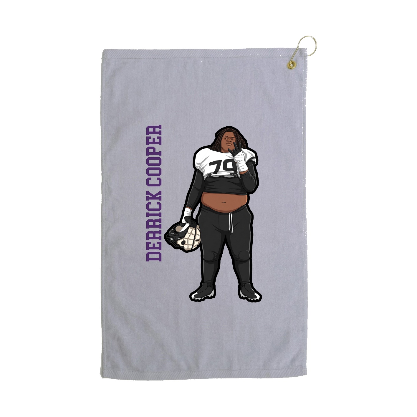 Golf Towel — Name Vertical in Grey