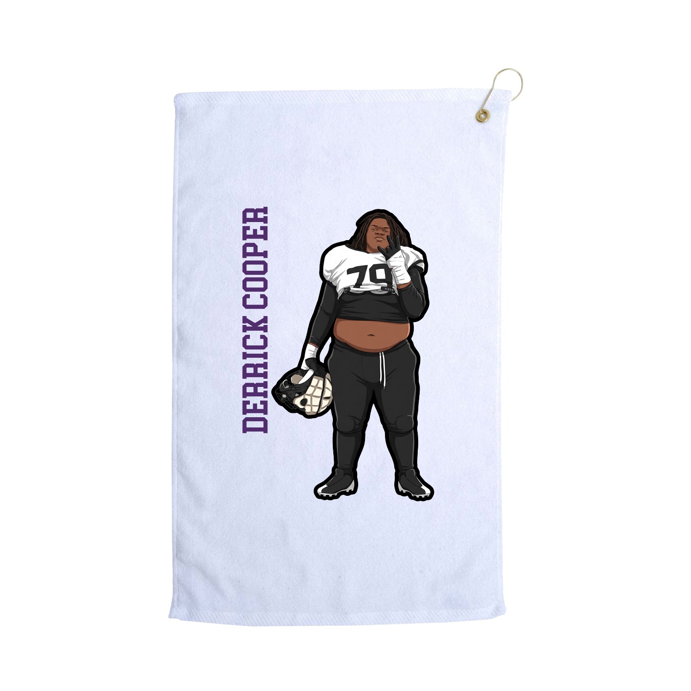 Golf Towel — Name Vertical in White