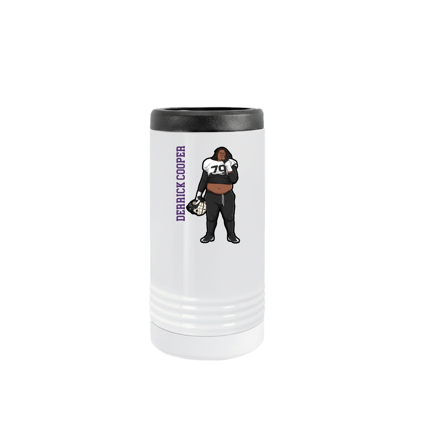 Slim Beverage Holder — Name Vertical in White