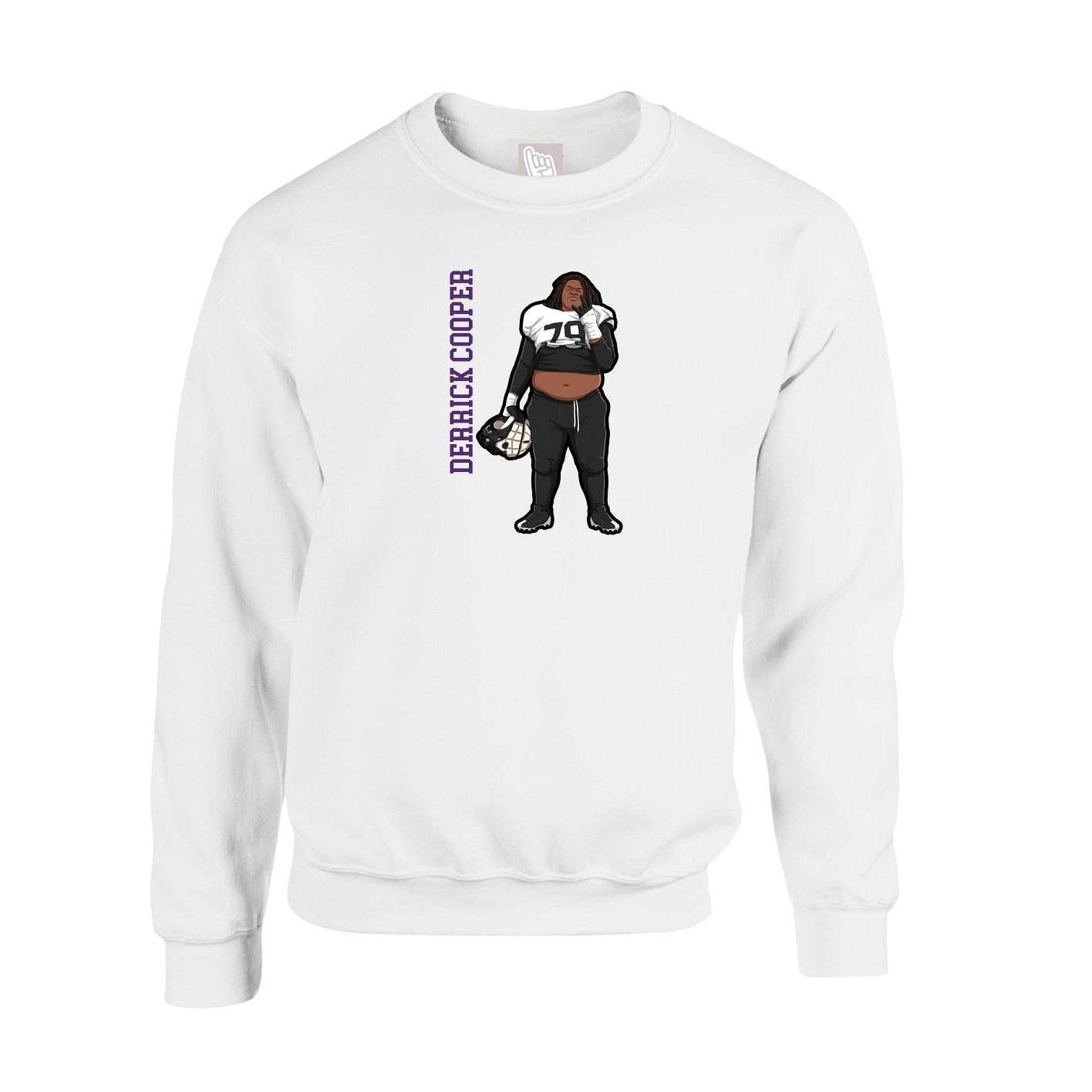 Fleece Crew — Name Vertical in White
