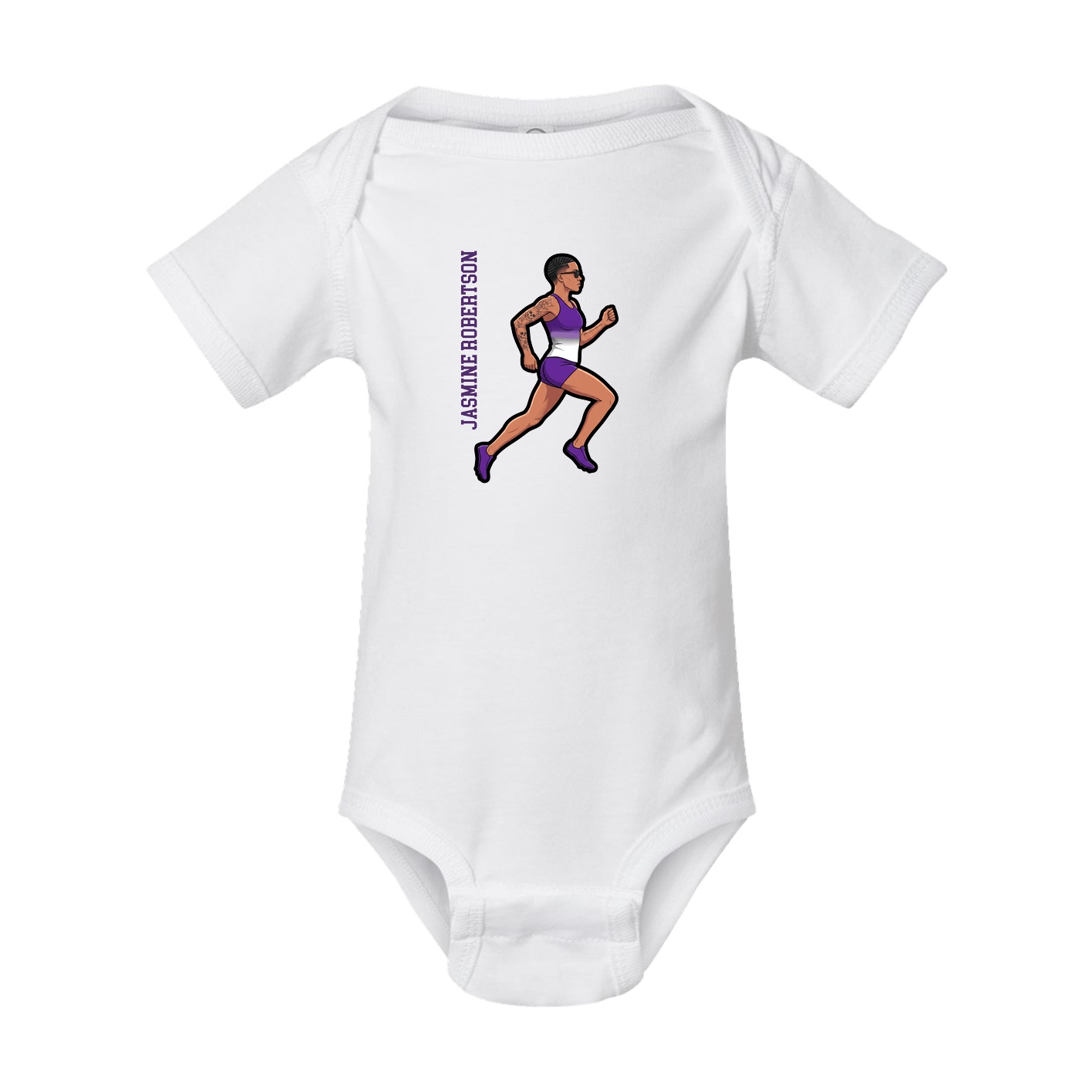 Baby Onesie — Name Vertical in White