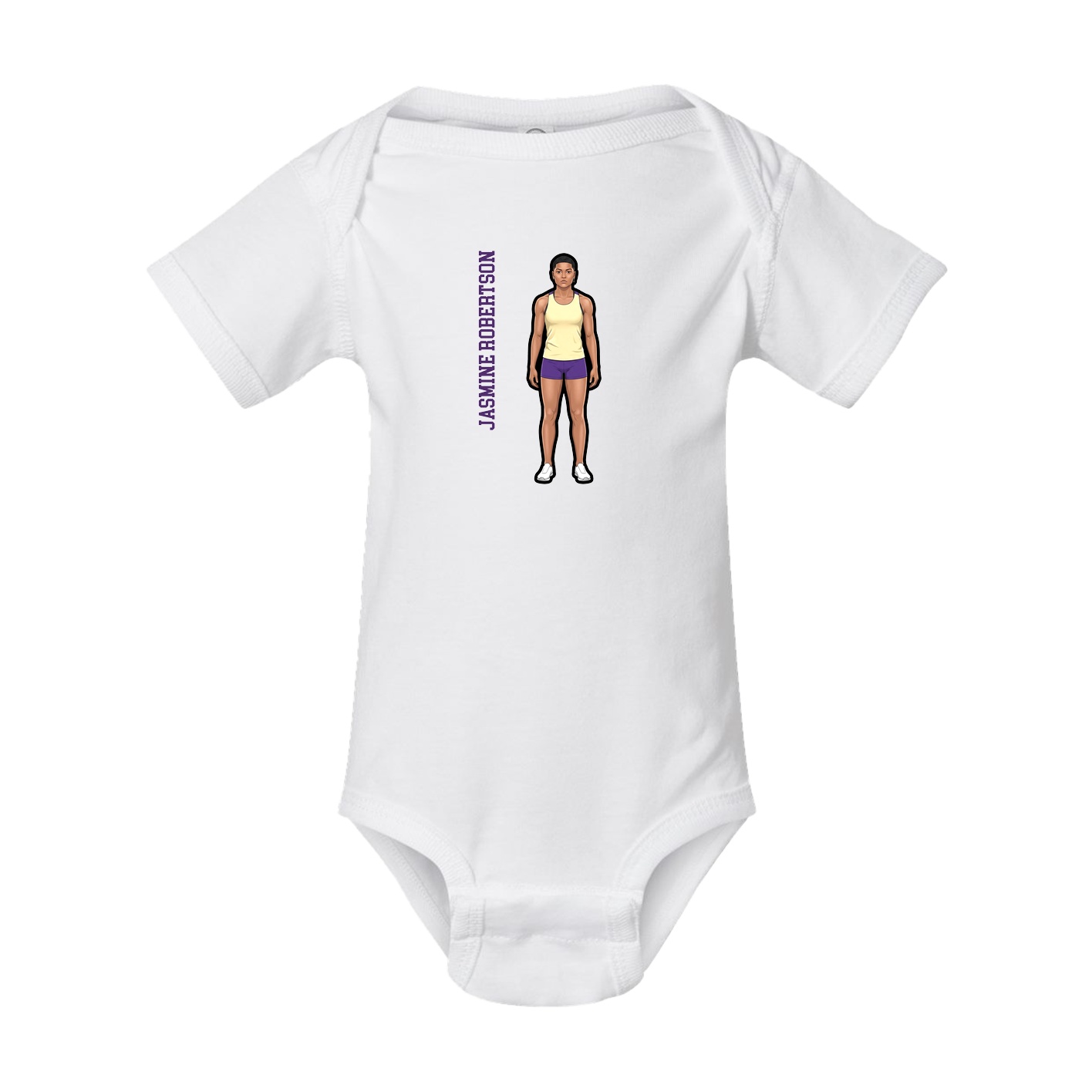 Baby Onesie — Name Vertical in White