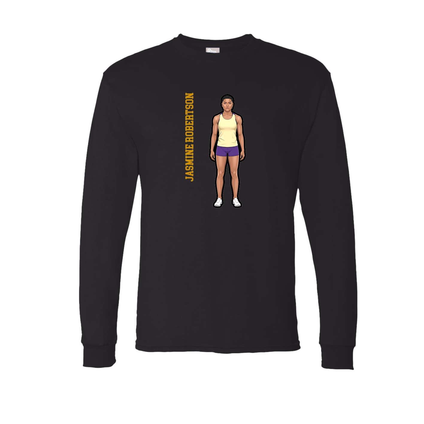 Long Sleeve Tee — Name Vertical in Black
