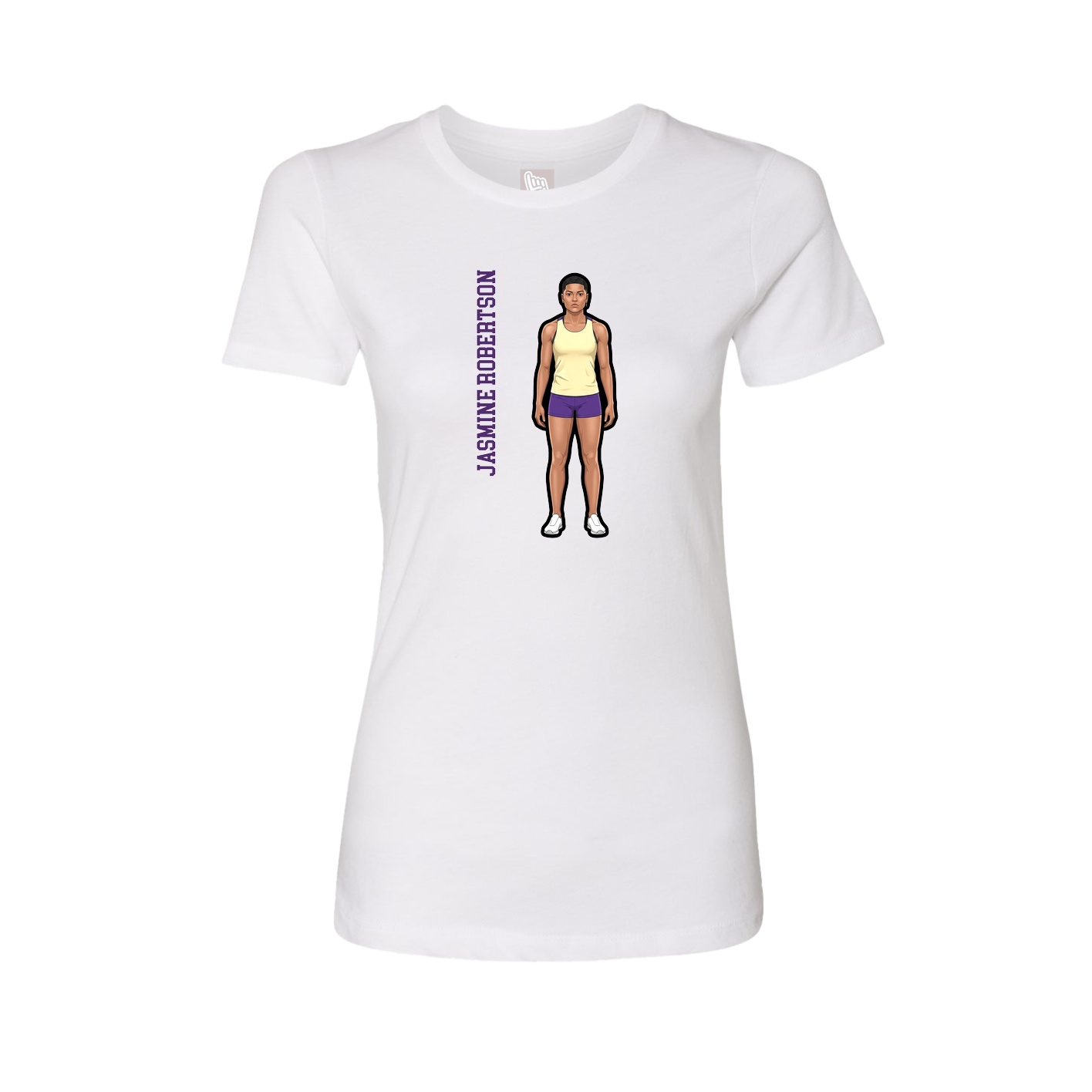 Womens Tee — Name Vertical in White