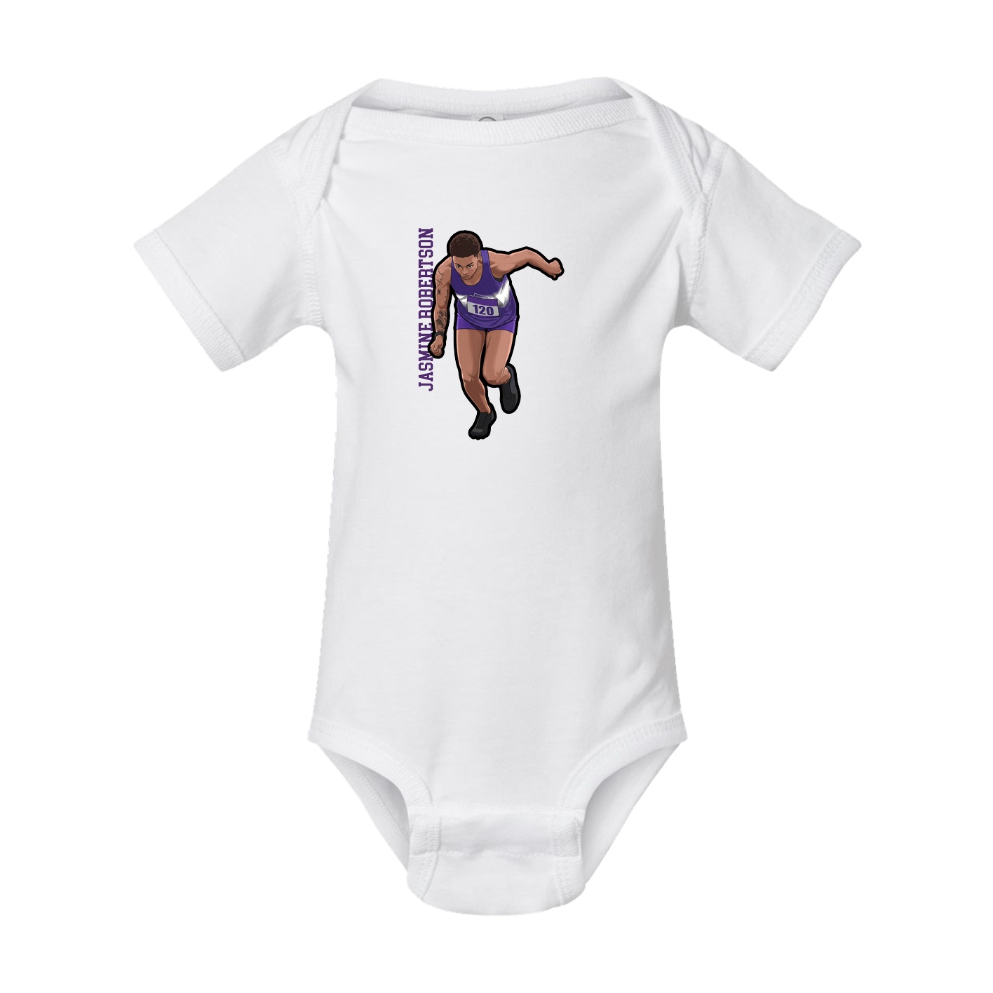 Baby Onesie — Name Vertical in White