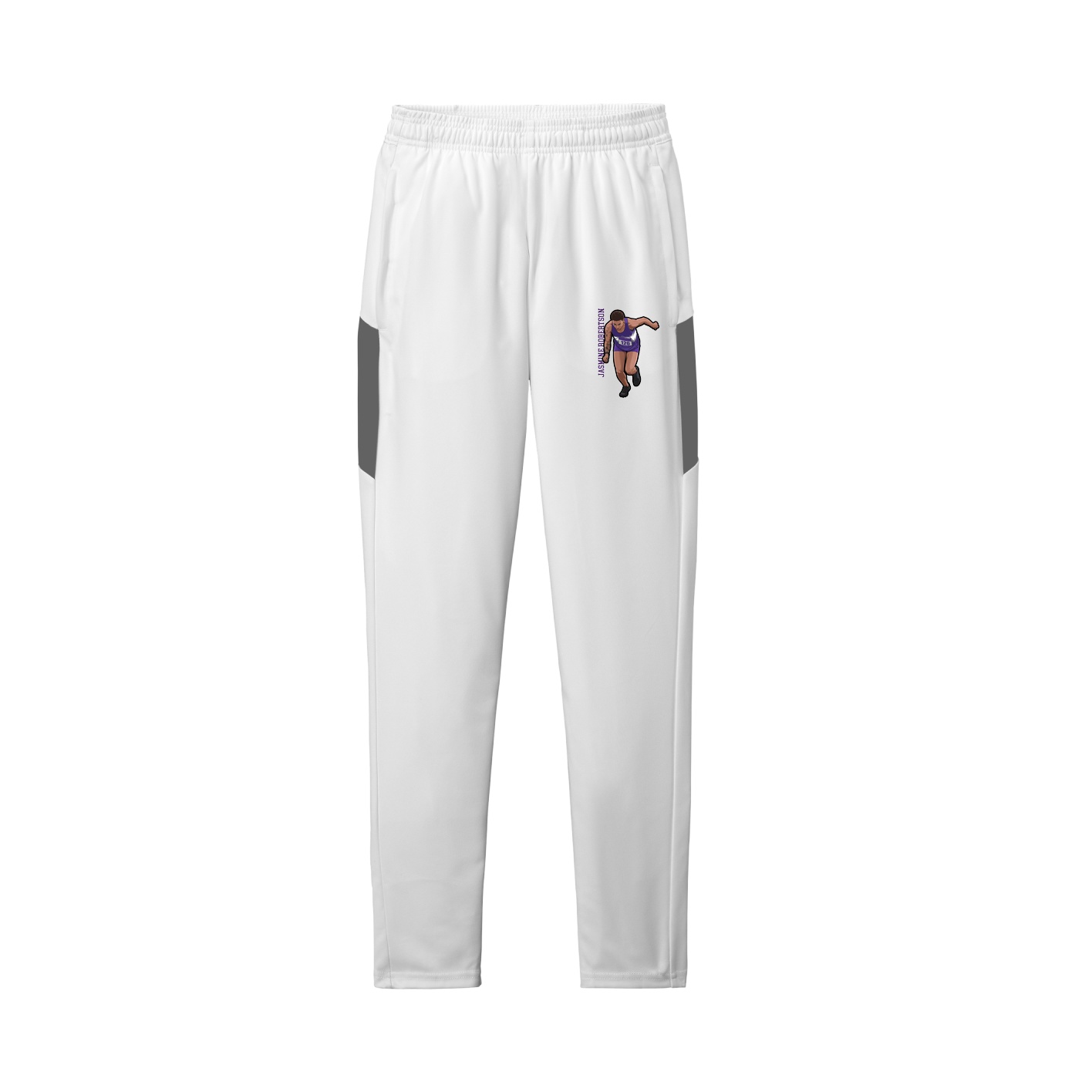 Team Travel Pant — Name Vertical in White/Grey