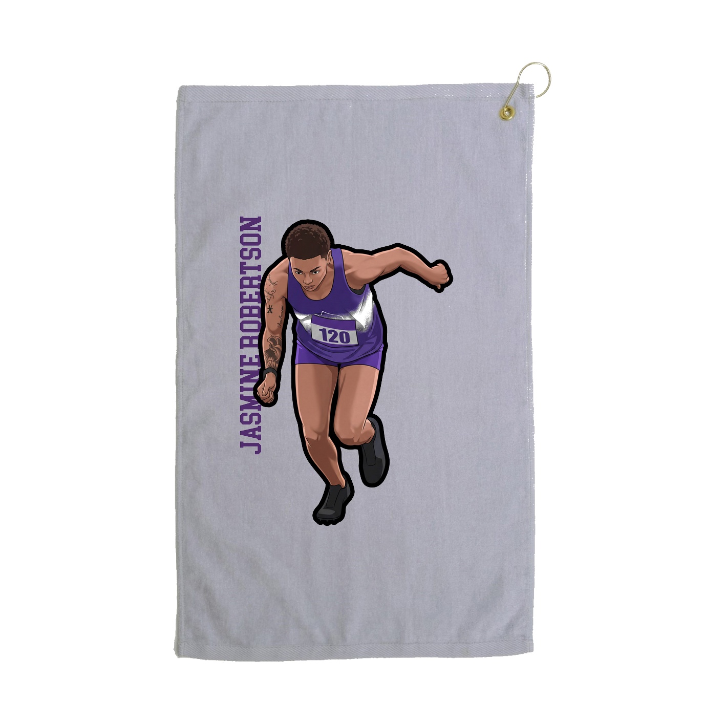 Golf Towel — Name Vertical in Grey