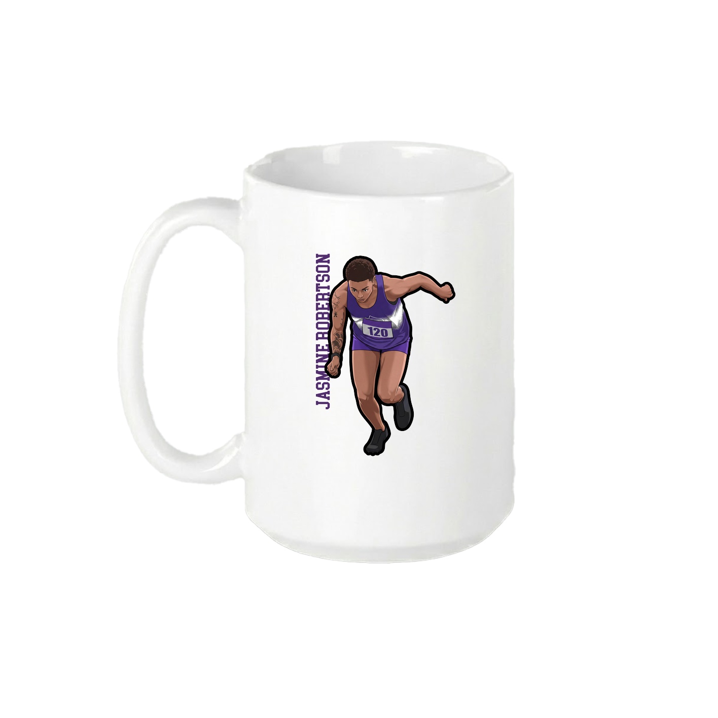 15oz Coffee Mug — Name Vertical in White