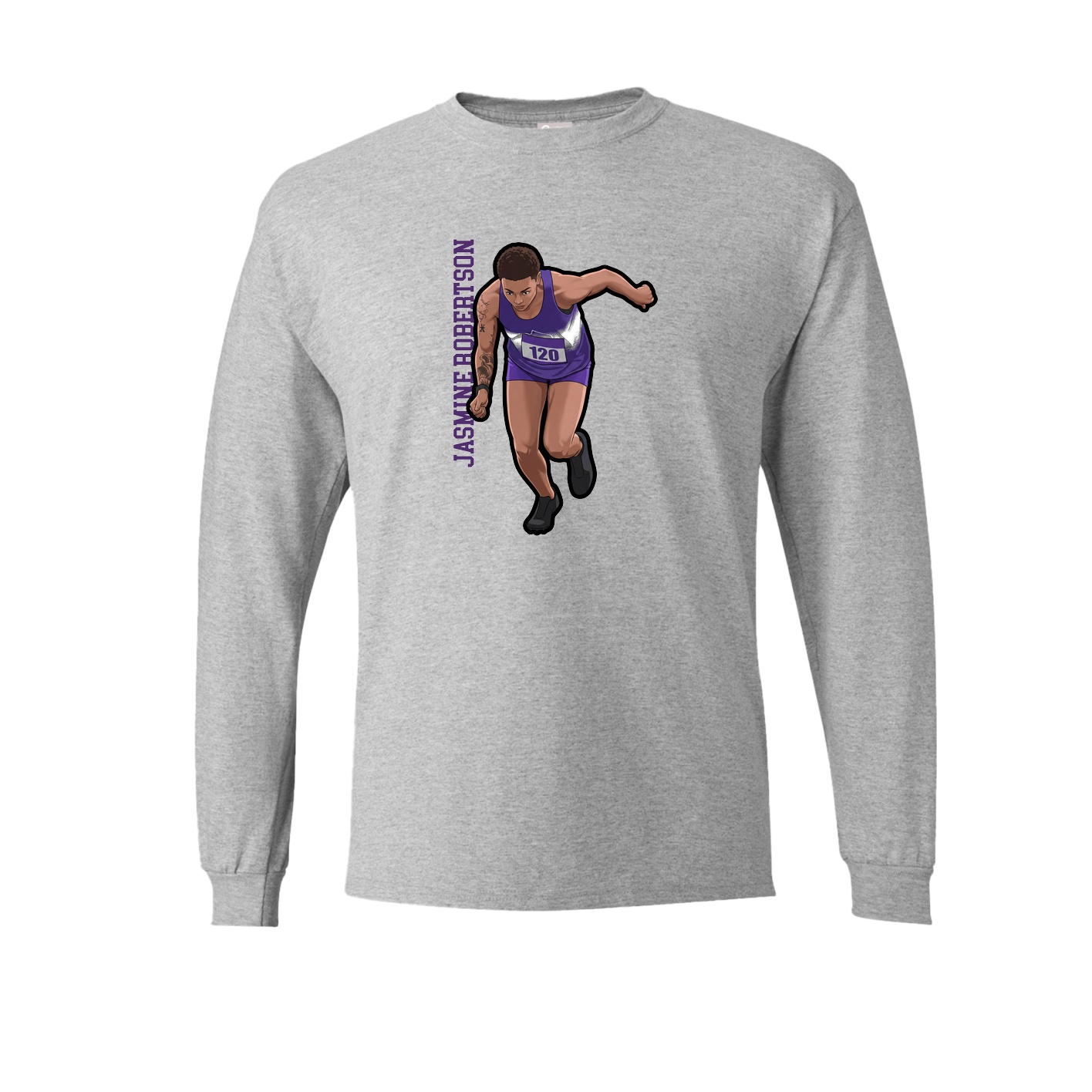 Long Sleeve Tee — Name Vertical in Grey