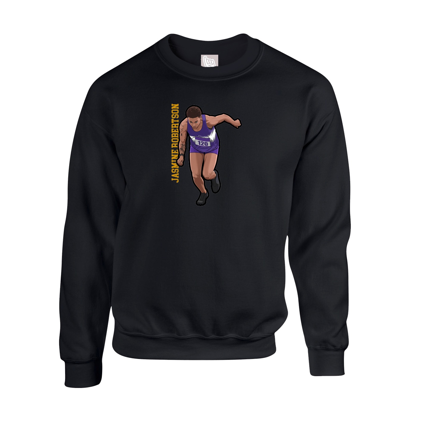 Fleece Crew — Name Vertical in Black