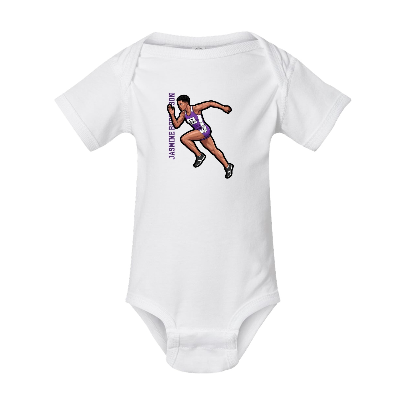 Baby Onesie — Name Vertical in White