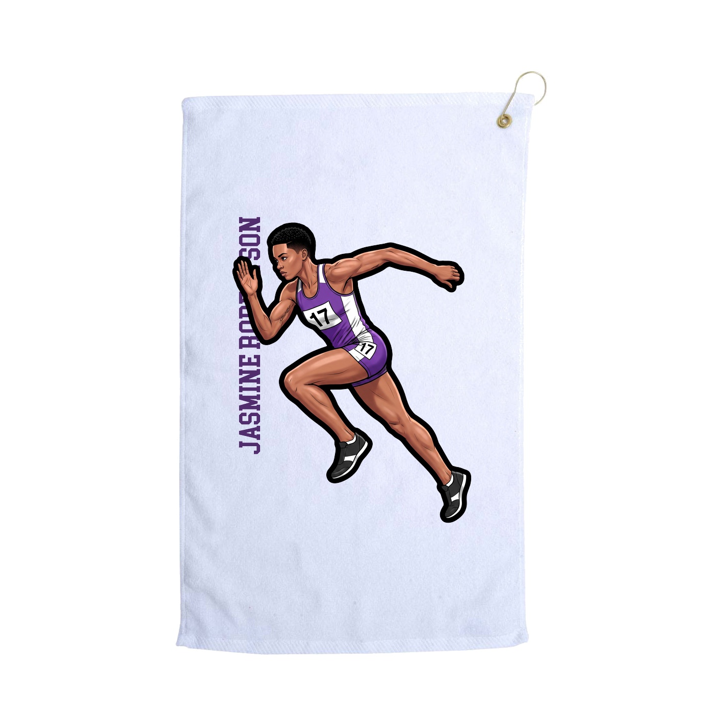 Golf Towel — Name Vertical in White