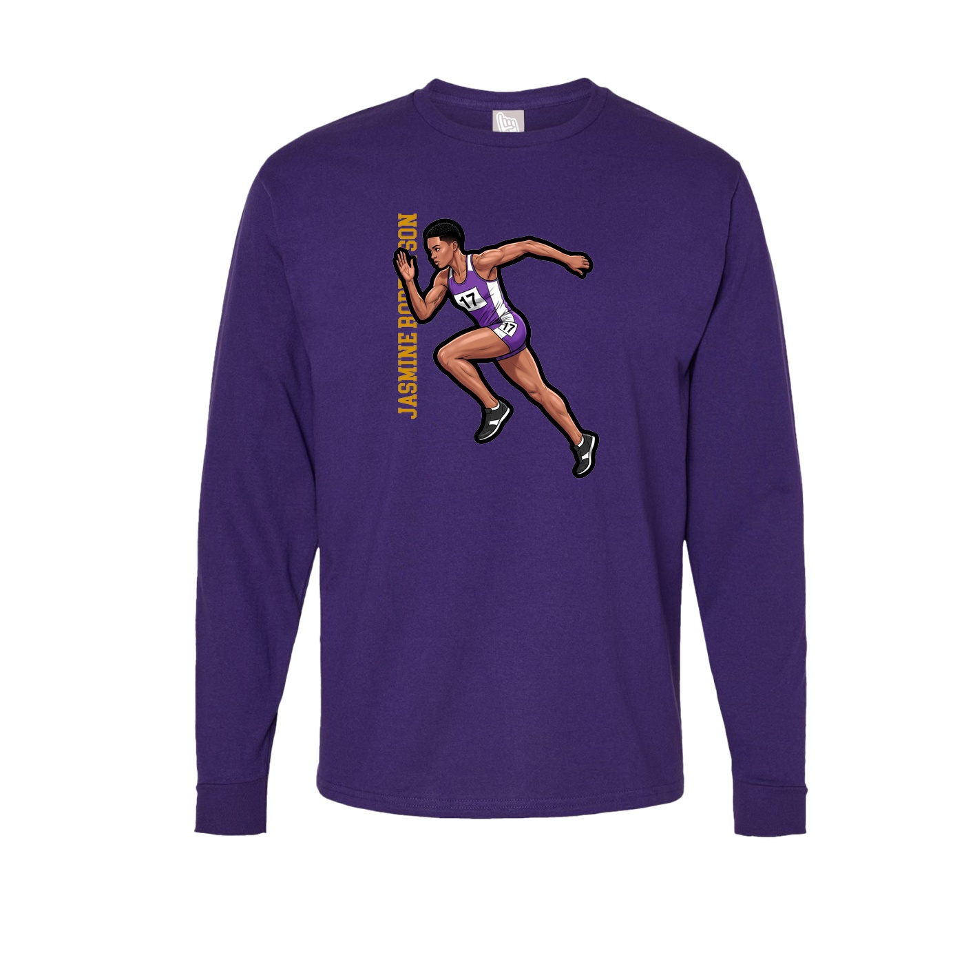 Long Sleeve Tee — Name Vertical in Purple
