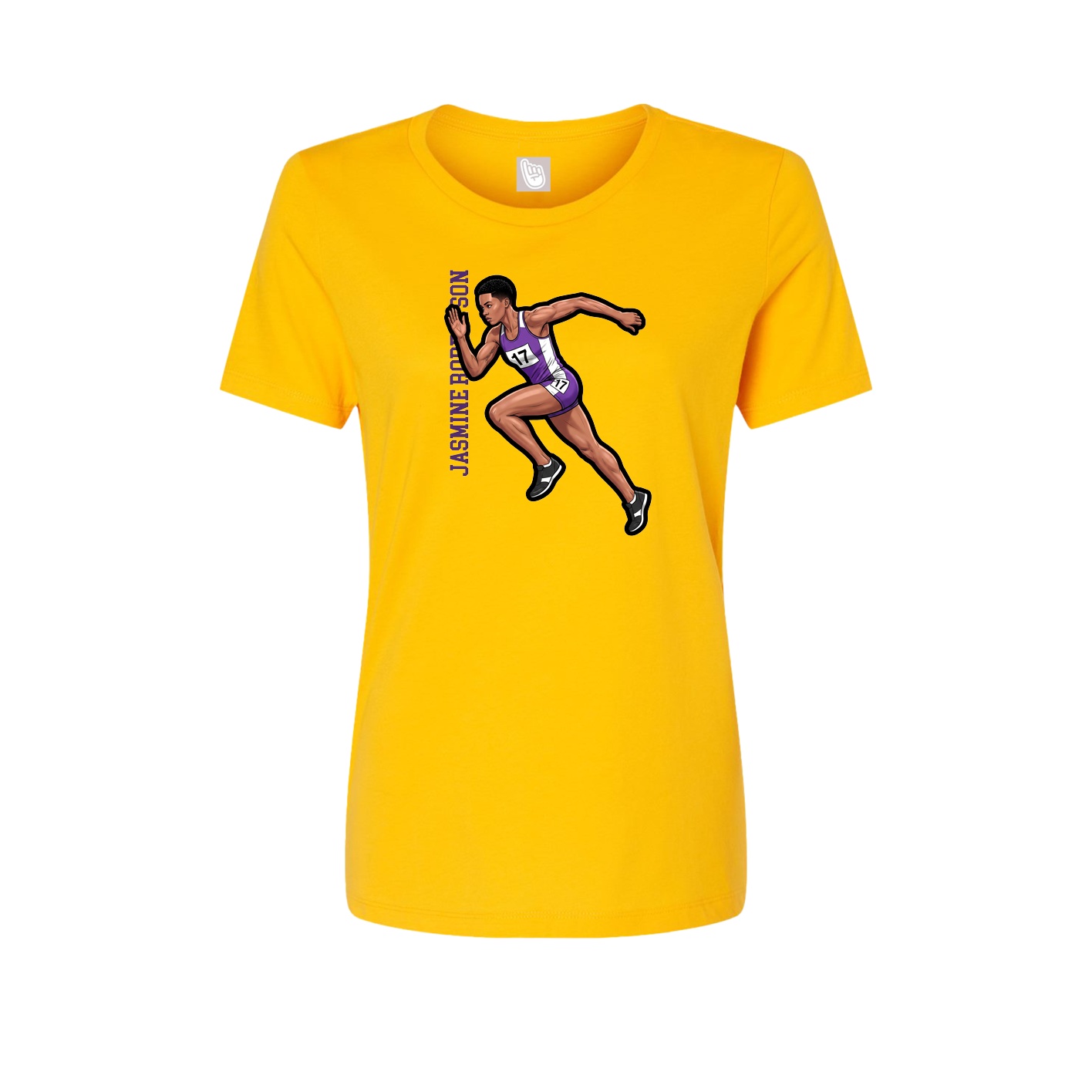 Womens Tee — Name Vertical in Gold