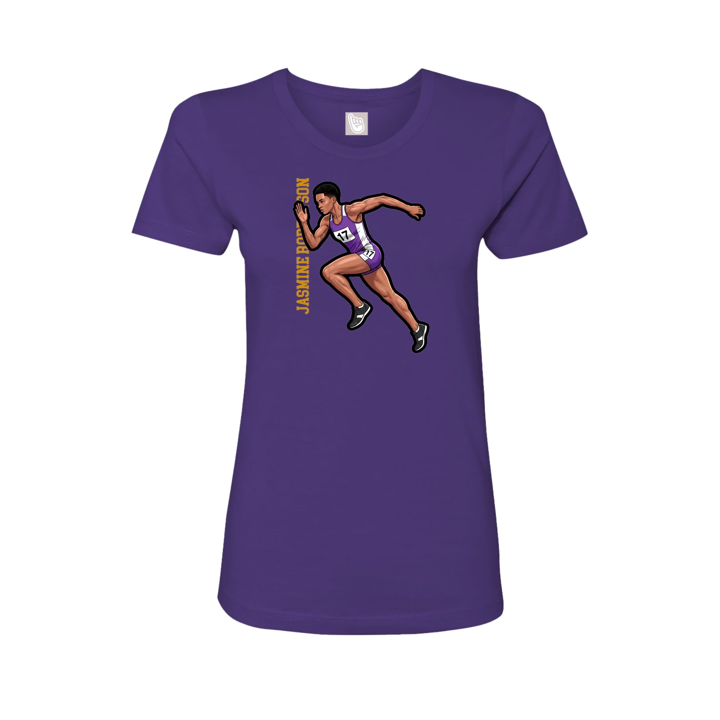 Fitted Women's Tee — Name Vertical in Purple