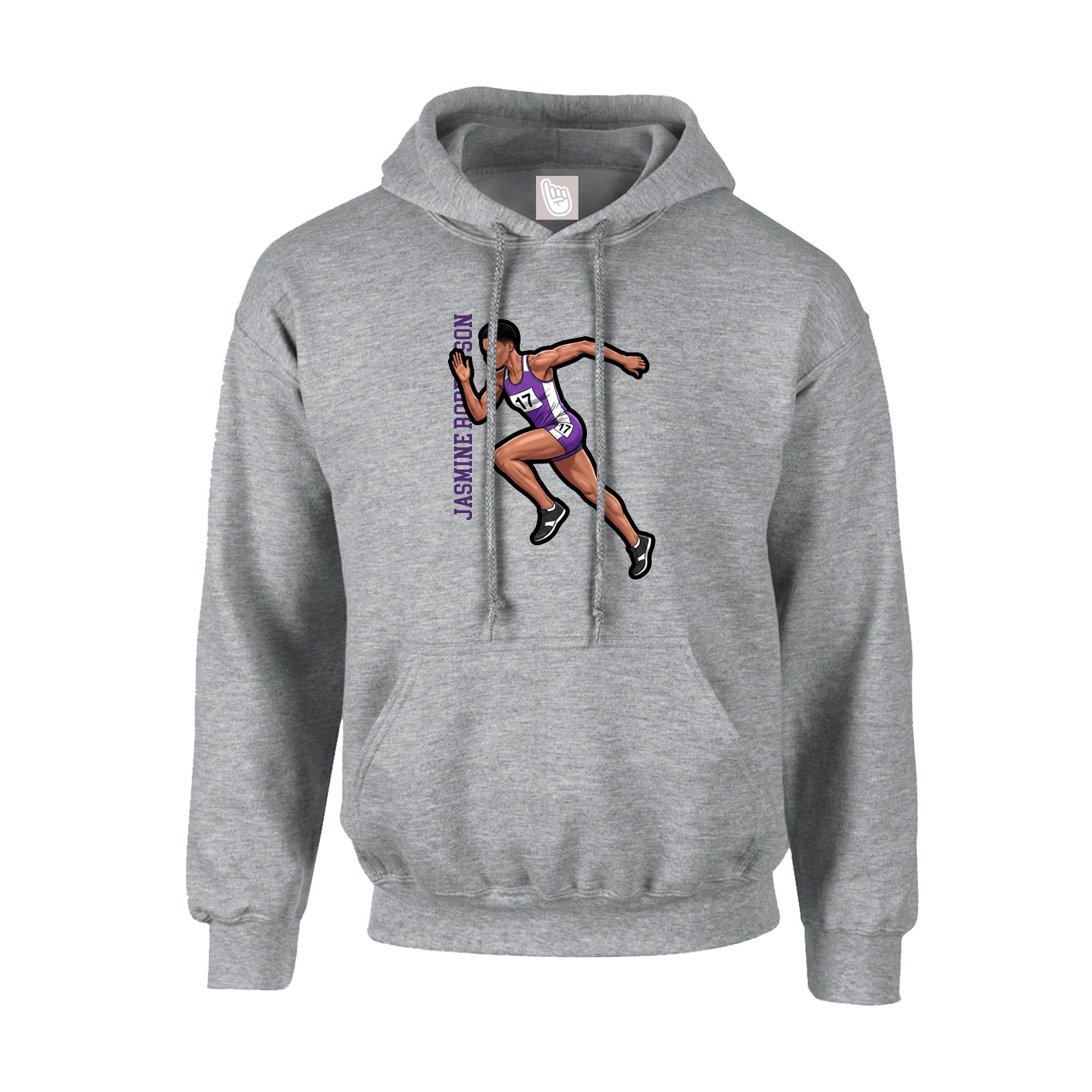 Hoodie — Name Vertical in Grey