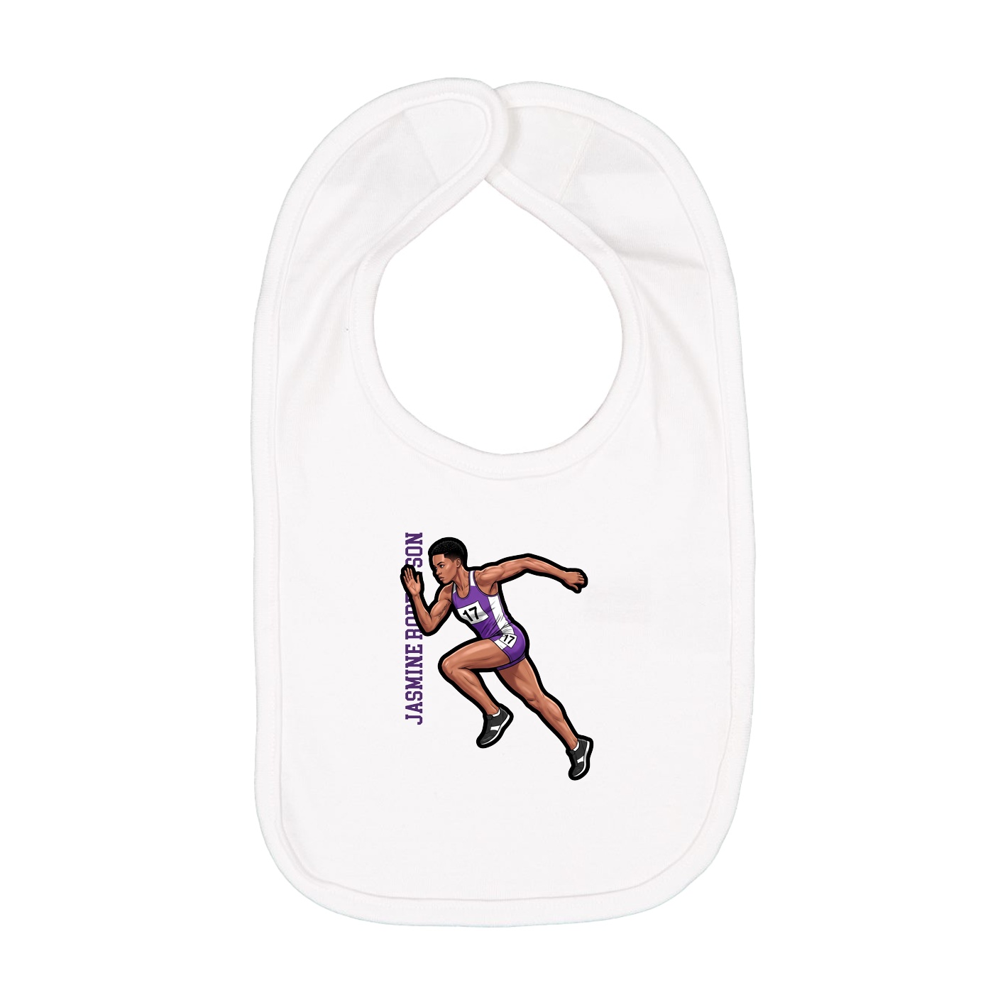 Infant Bib — Name Vertical in White