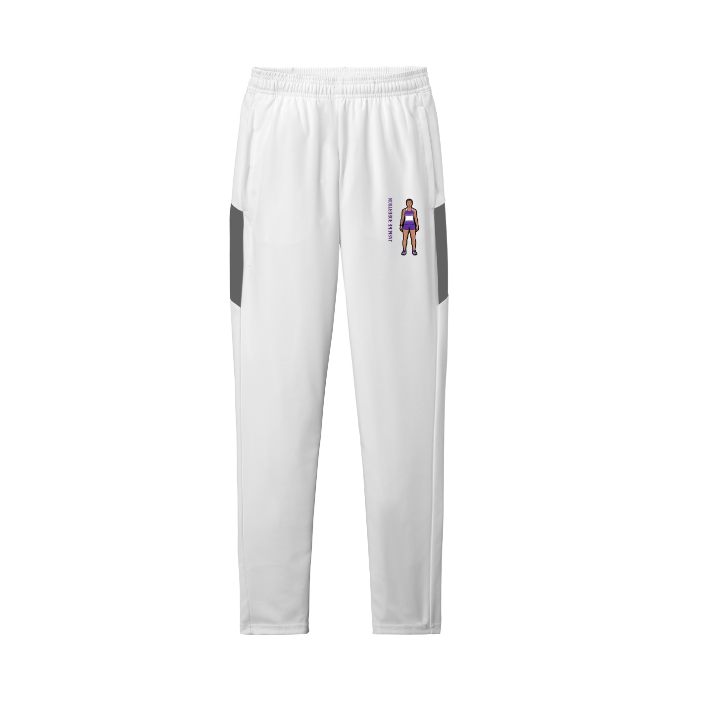 Team Travel Pant — Name Vertical in White/Grey