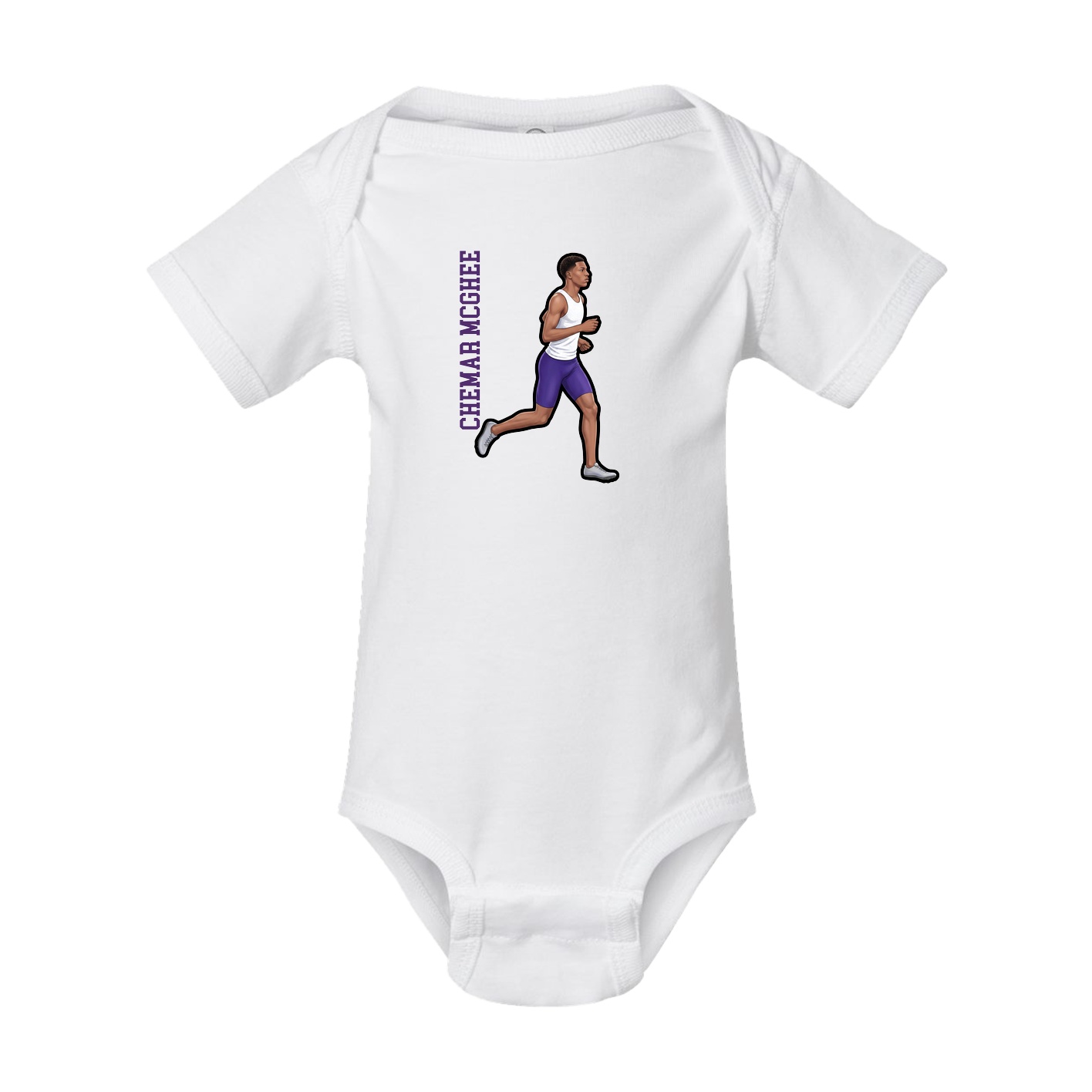 Baby Onesie — Name Vertical in White