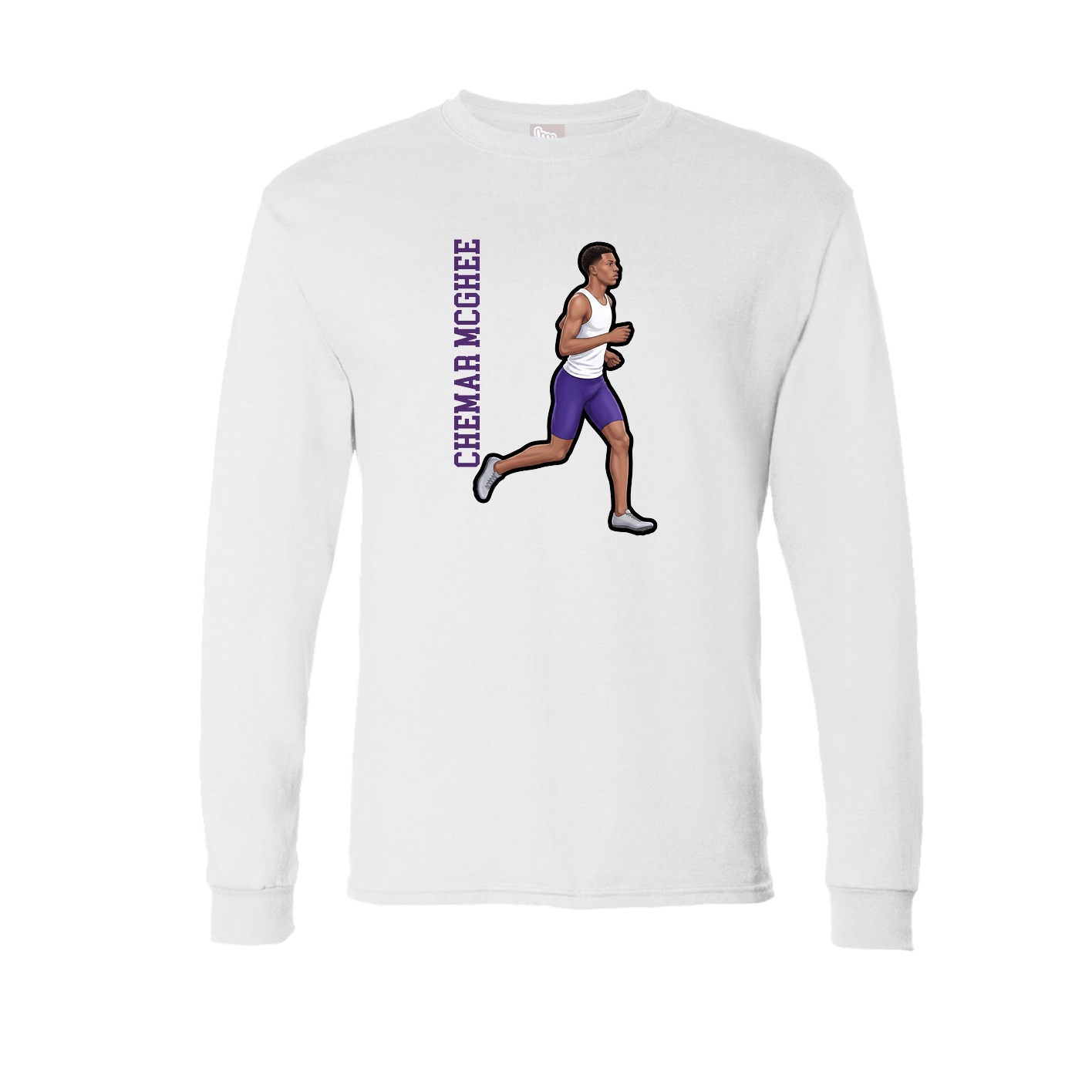 Long Sleeve Tee — Name Vertical in White