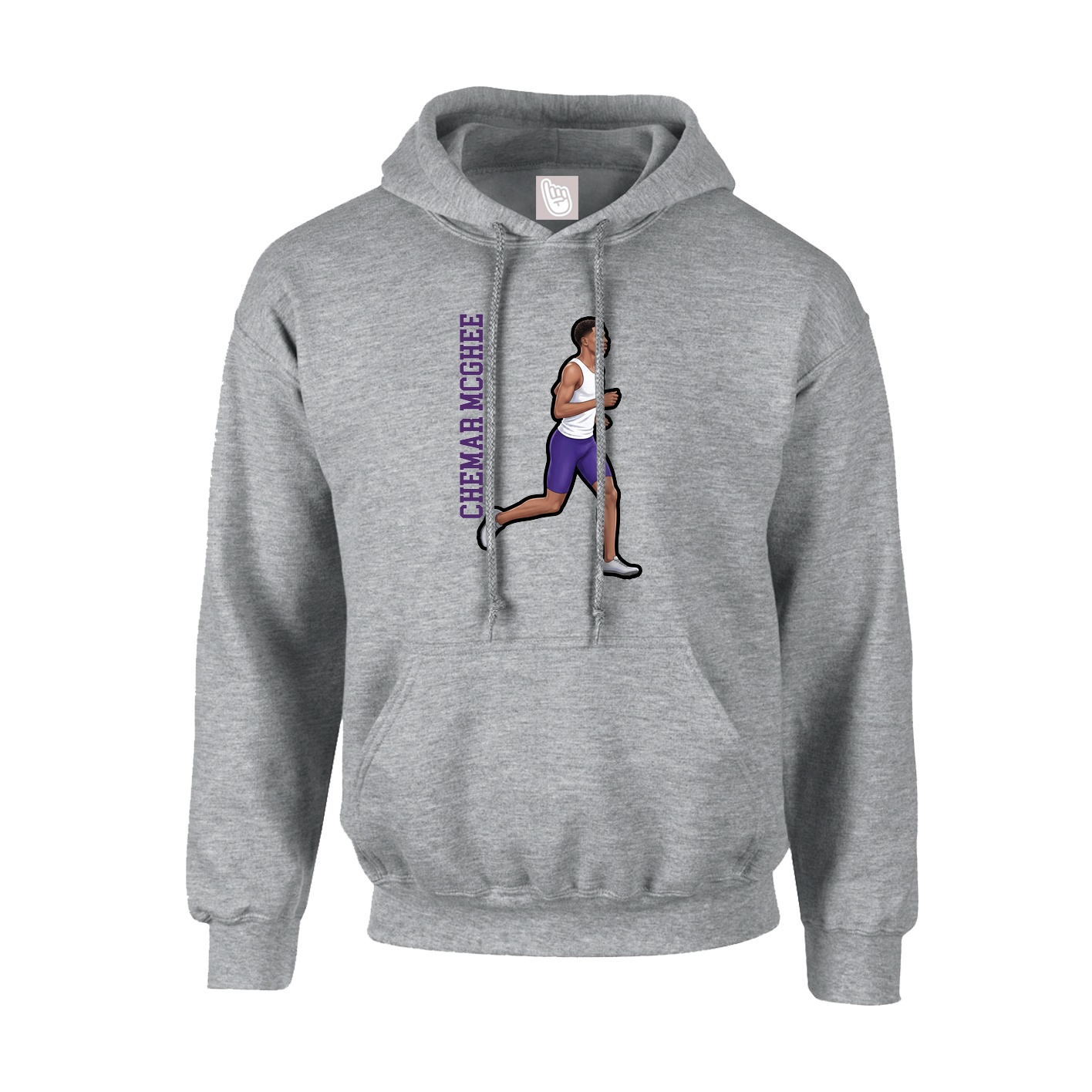 Hoodie — Name Vertical in Grey