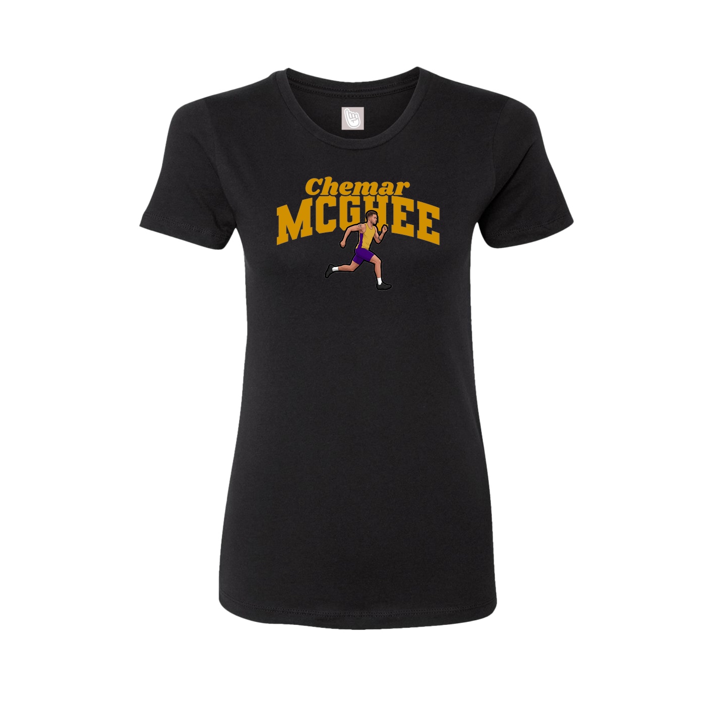 Fitted Women's Tee — Signature Arch in Black