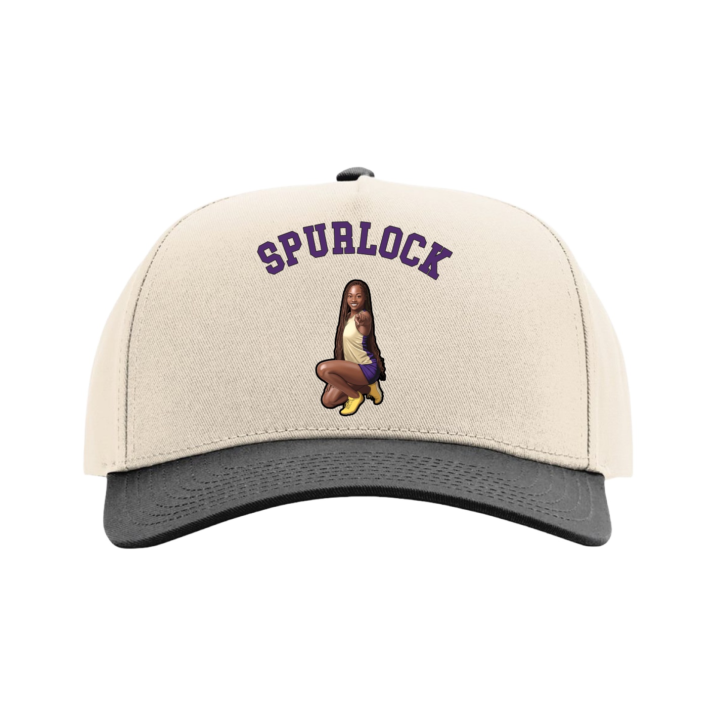 Full Fabric Five-Panel Champ Cap — Shirsey Arch in Cream/Black