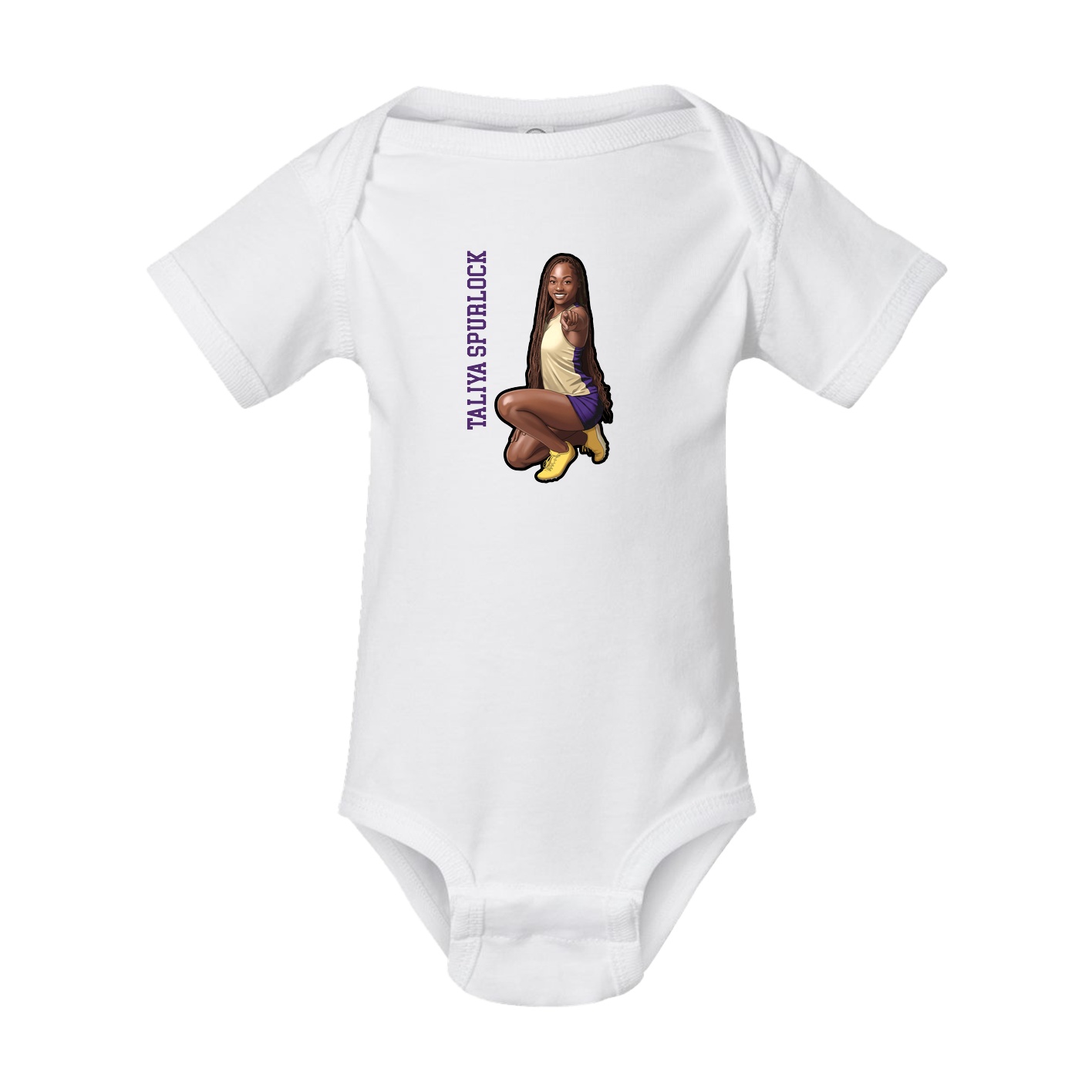Baby Onesie — Name Vertical in White